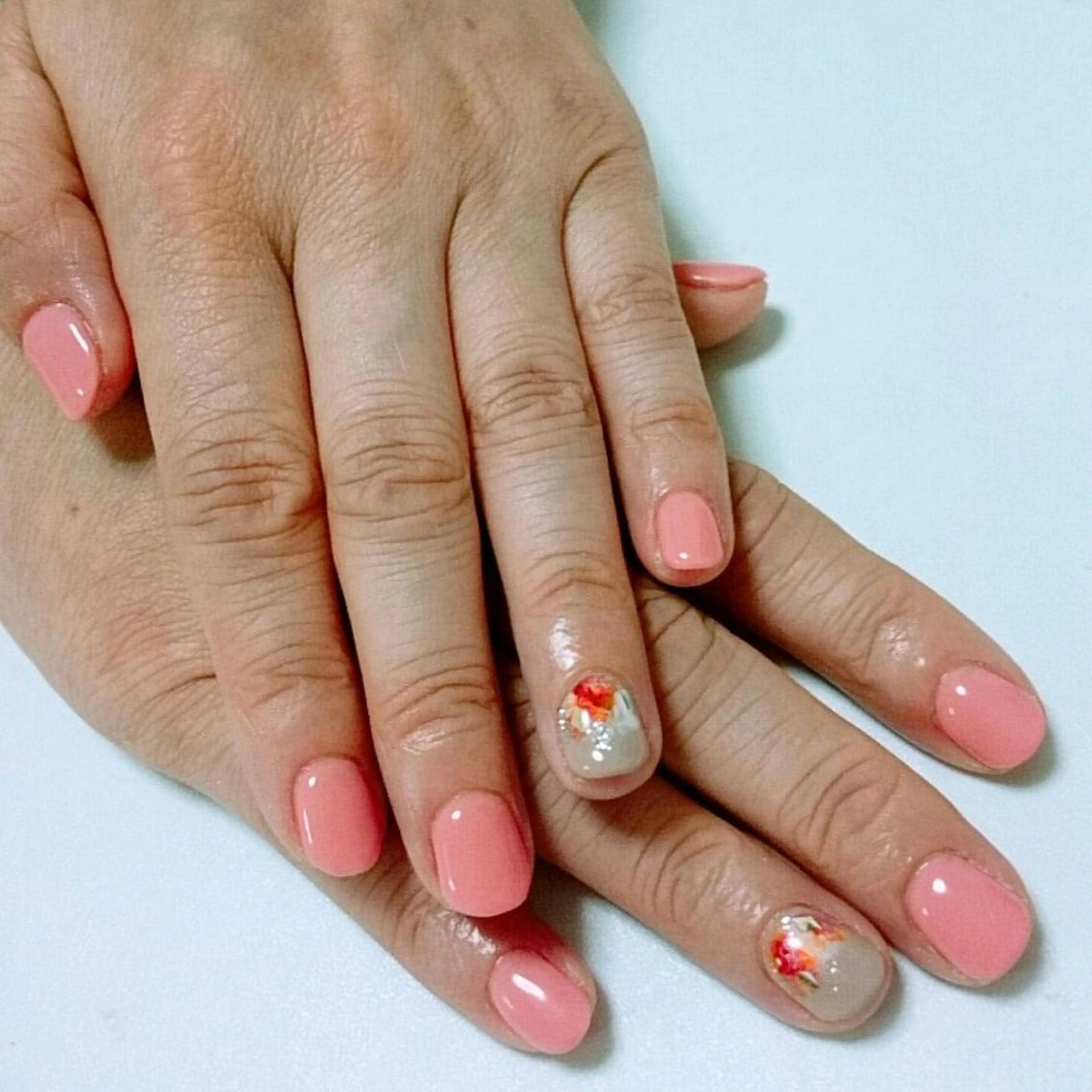 ネイル ピンク ピンクベージュ JEWEL nailのネイルデザイン