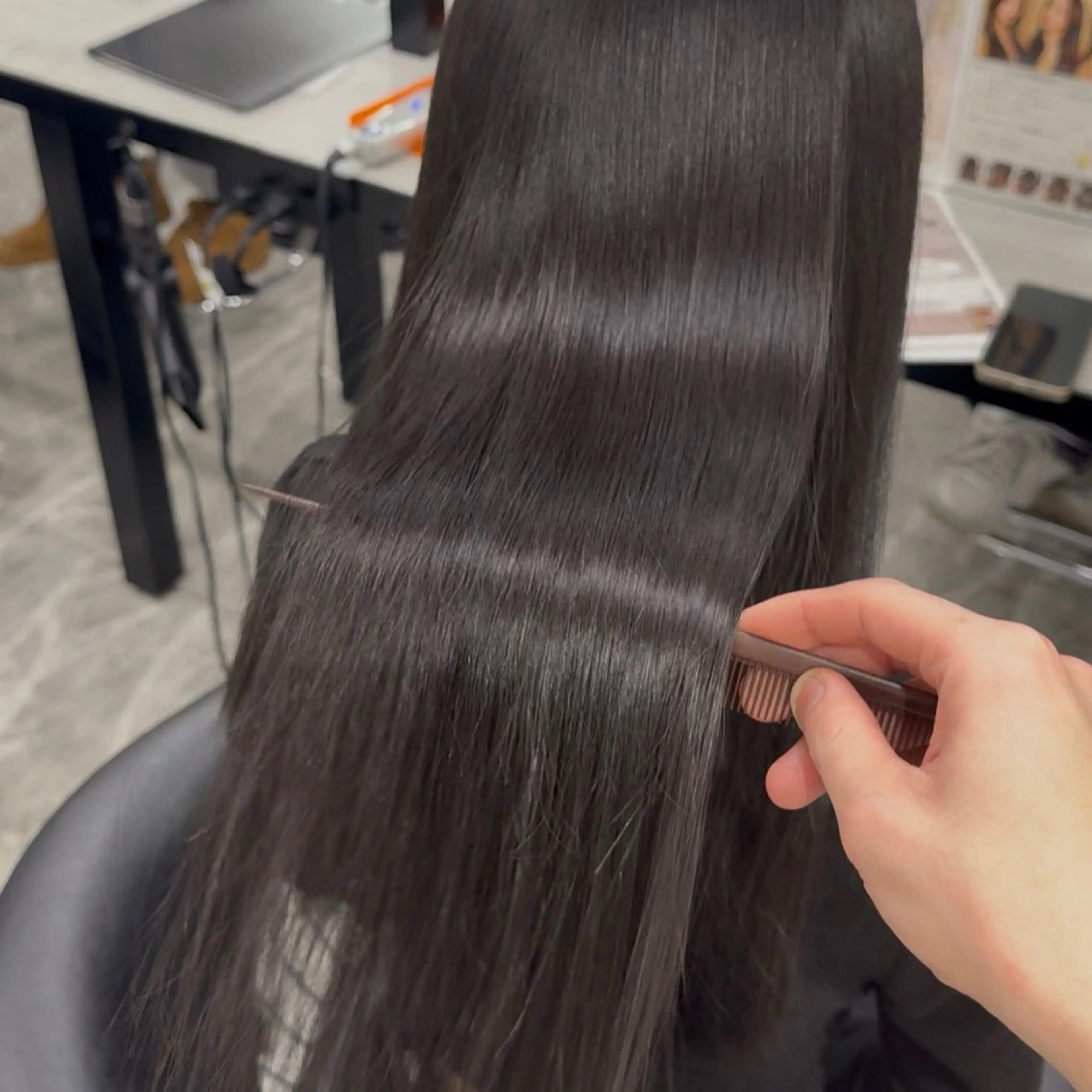 ロング カラー 伸ばしかけ 髪質改善 縮毛矯正 ヘアカラー 縮毛矯正 りきと🦋河原町 縮毛矯正/艶カラーのヘアスタイル