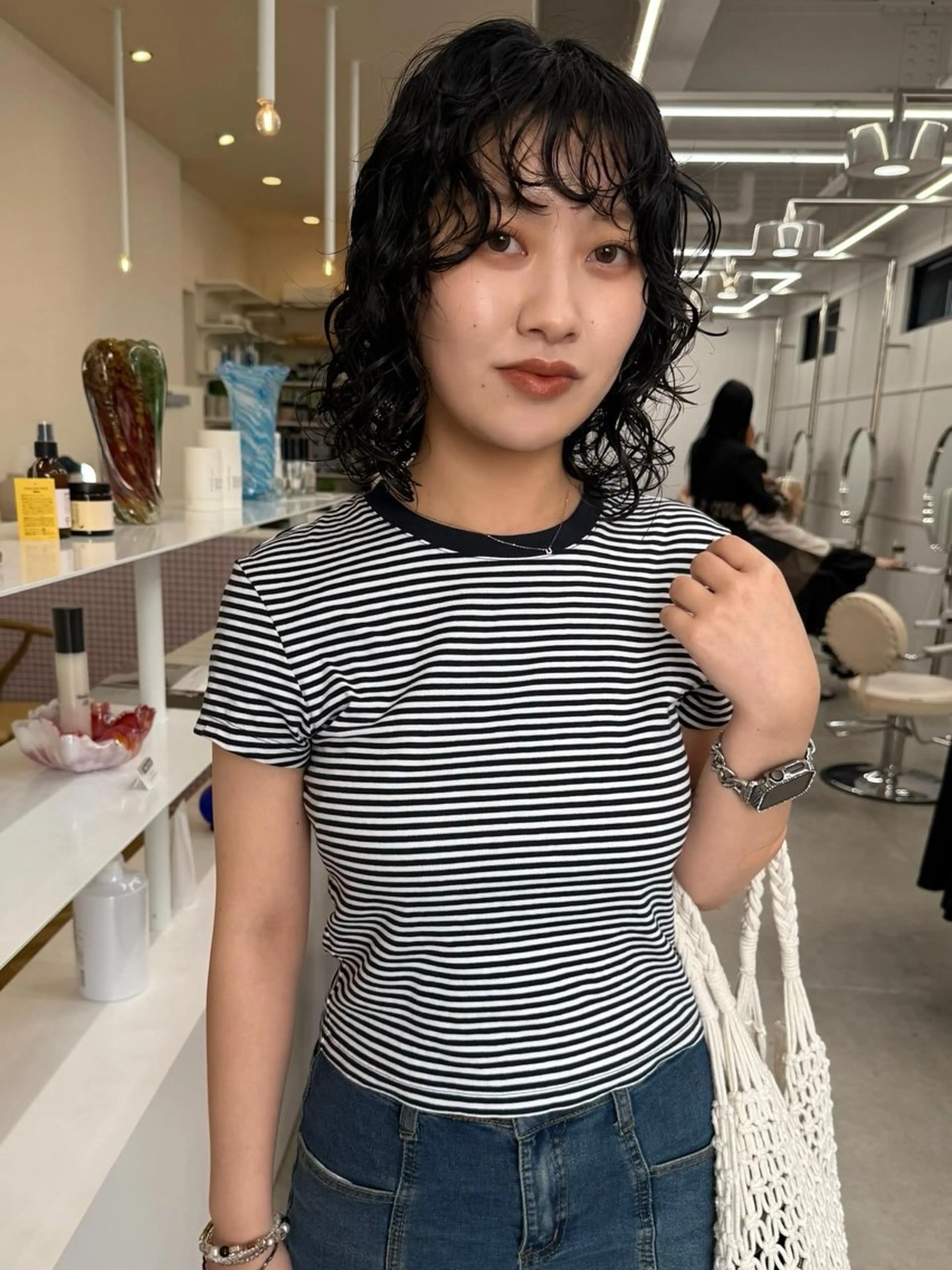 セミロング セミロングパーマ くせ毛 レイヤーカット ウルフカット カット パーマ ボブカットモデル/パ ーマ/harunaのヘアスタイル