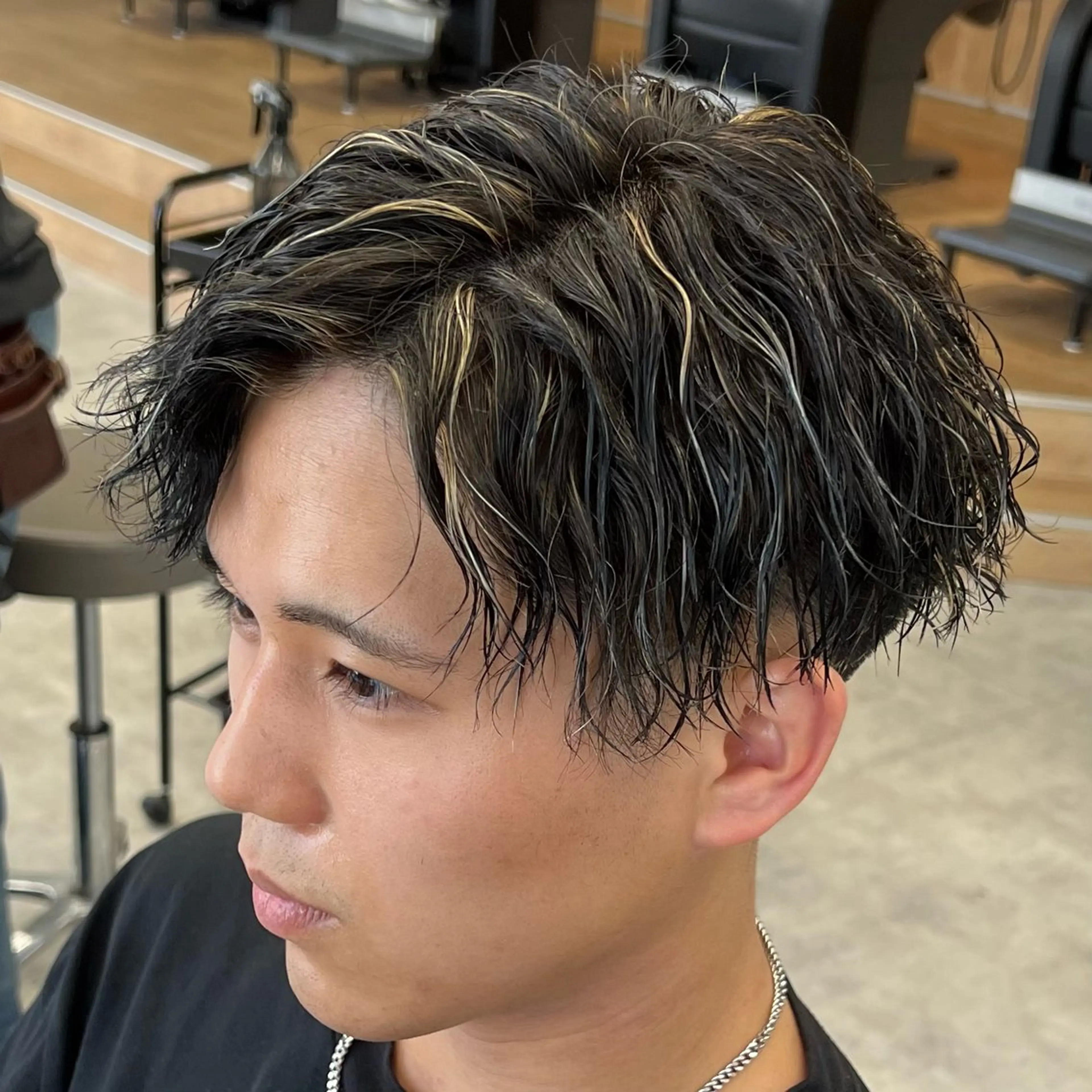 ショート カラー パーマ メンズ カット パーマ メンズパーマ/波巻き 新潟/万代/夏芽🎀のヘアスタイル