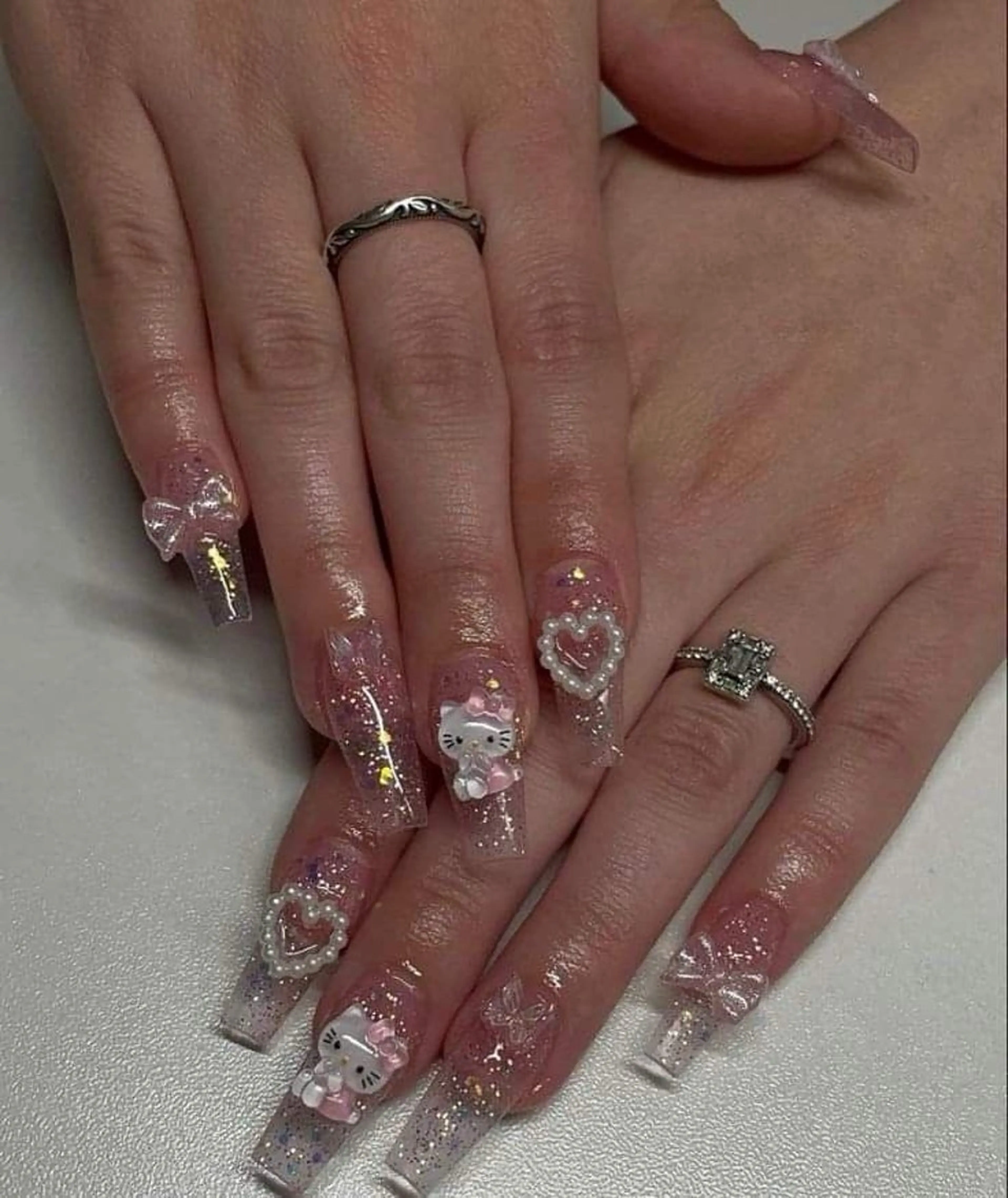 ネイル 長さ出し フレンチネイル グラデーション 卒業式 マグネットネイル ハンドネイル MIHANA NAILのネイルデザイン