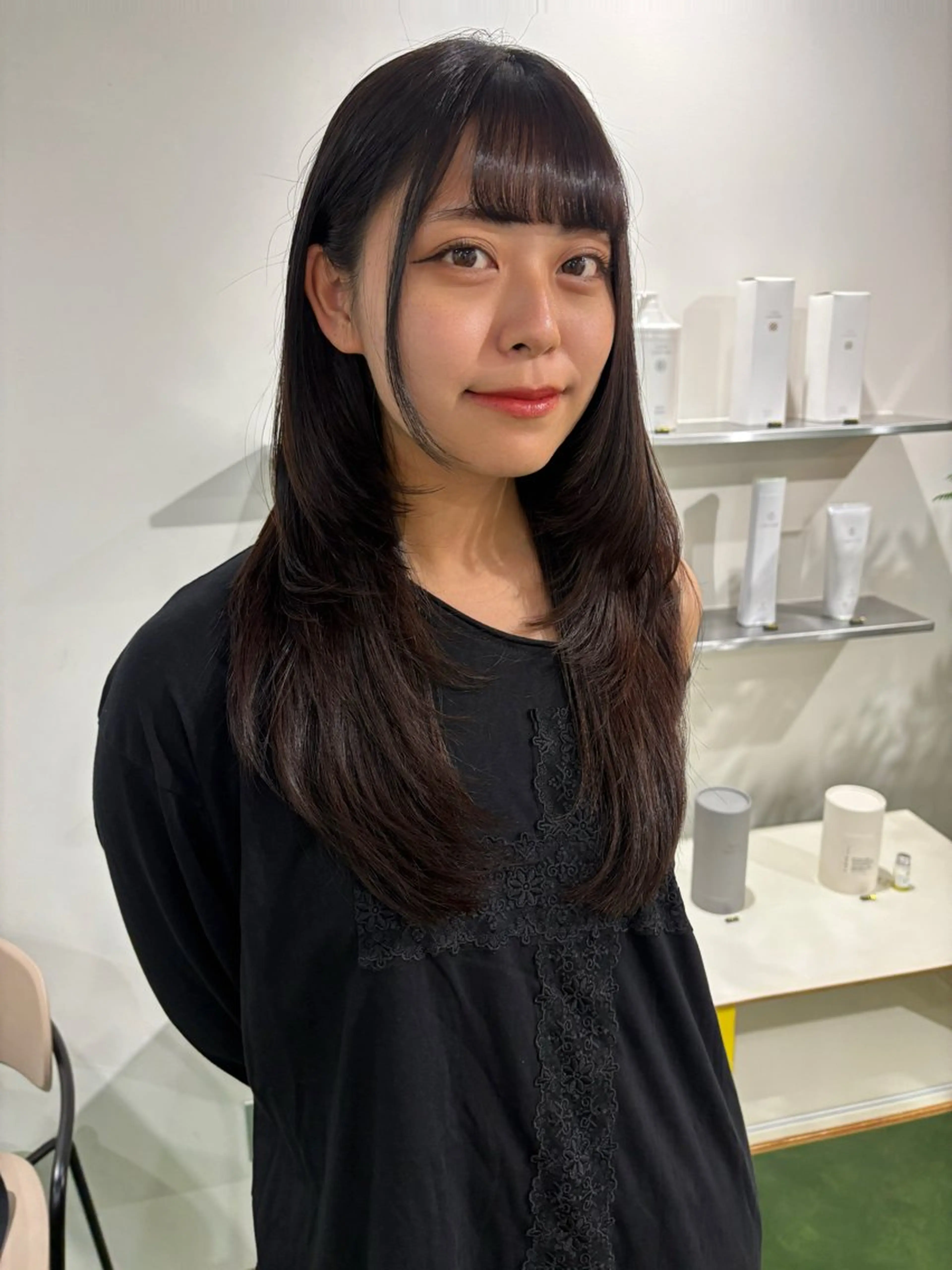 ロング レイヤーカット 縮毛矯正 縮毛矯正 MAKI/名駅/ セット/透明感カラーのヘアスタイル