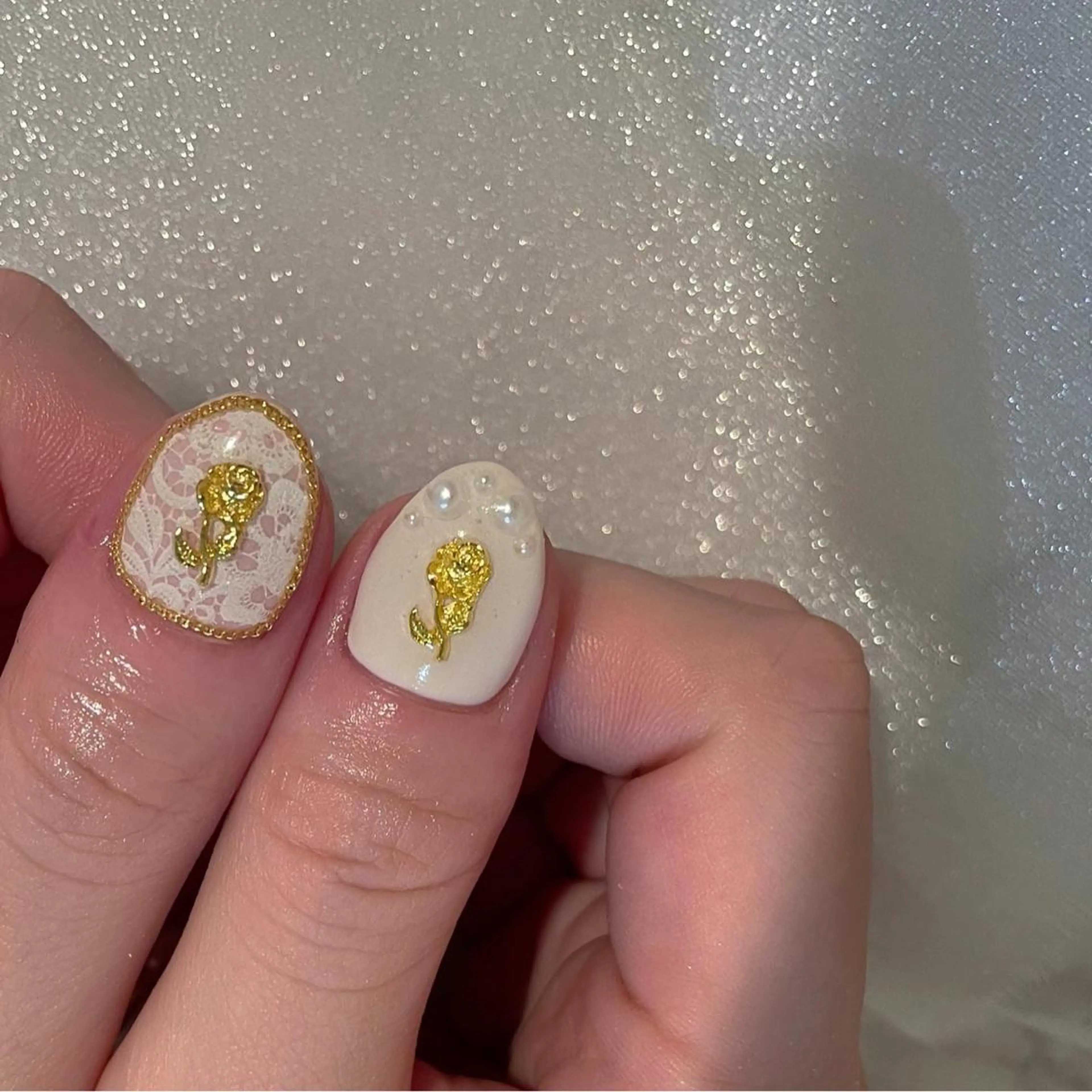 ネイル フラワーネイル フレンチネイル ガーリー レース ハンドネイル ハンドケア lylynail YUUKAのネイルデザイン