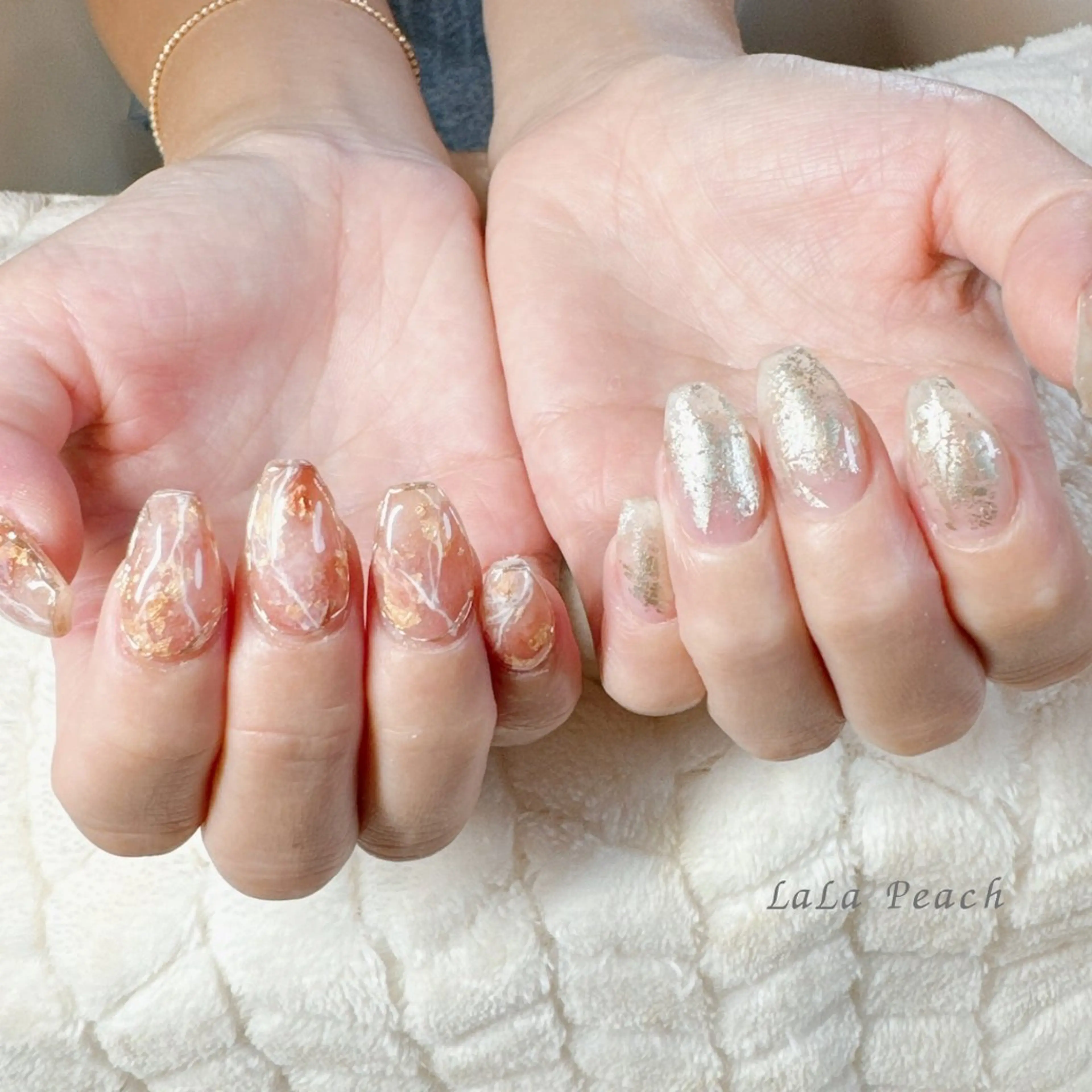 ネイル ジェルネイル 大理石ネイル(マーブル) ハンドネイル LaLa Peach 福岡のマツエク・マツパデザイン