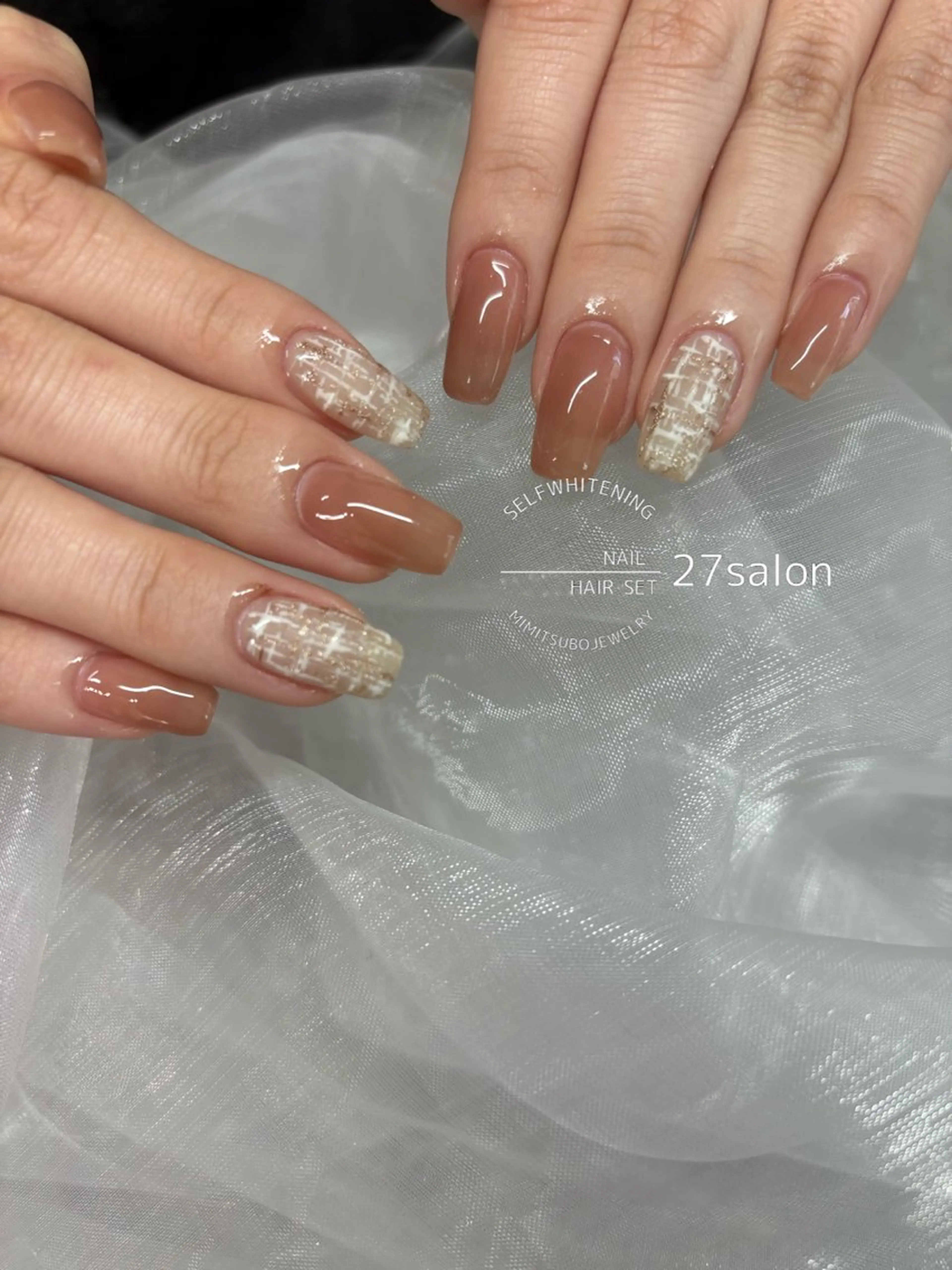 ネイル ツイードネイル ハンドネイル 27salon yuinaのネイルデザイン