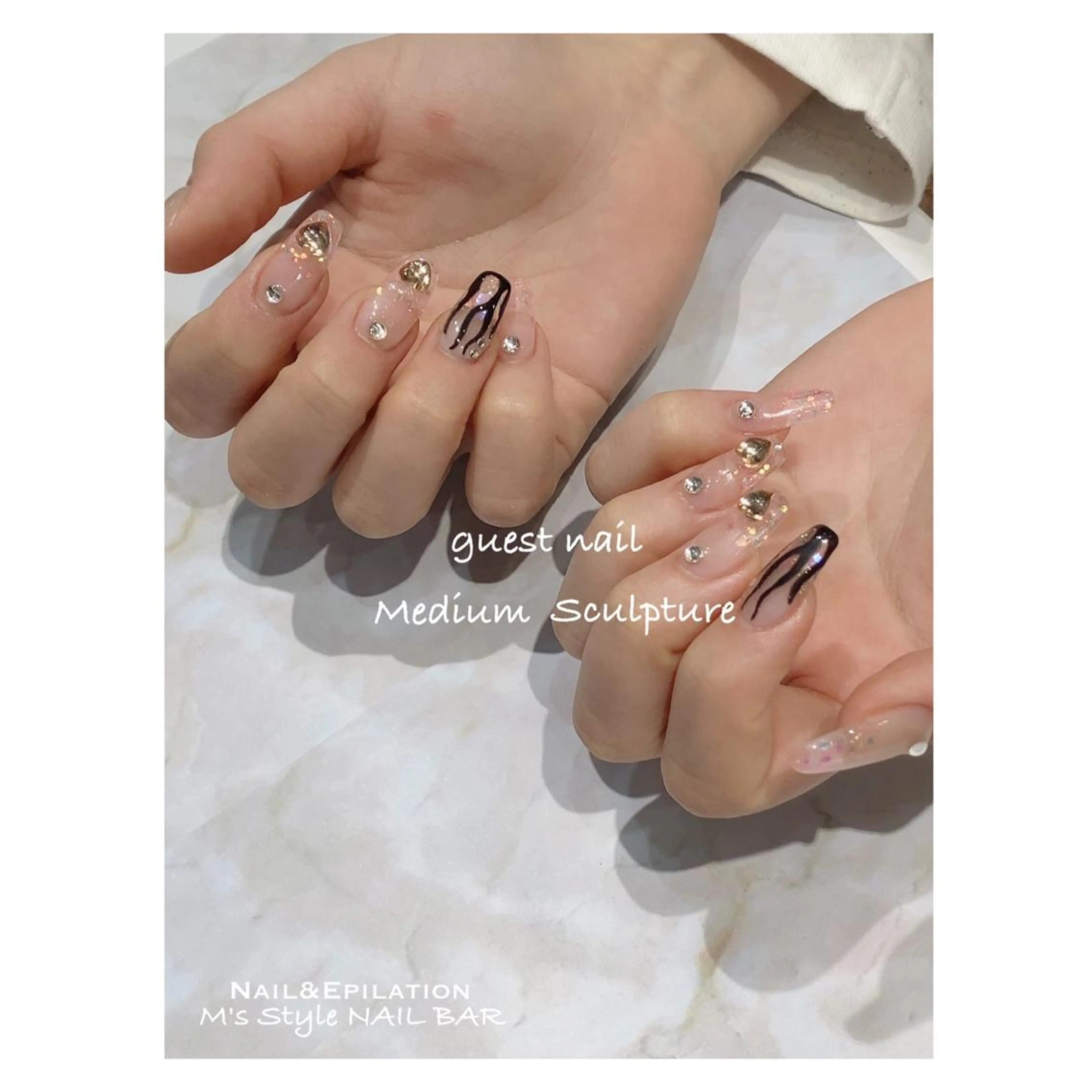 ネイル クリアネイル 成人式 韓国ネイル ロングネイル マグネットネイル ハンドネイル M's Style NAIL BARのネイルデザイン