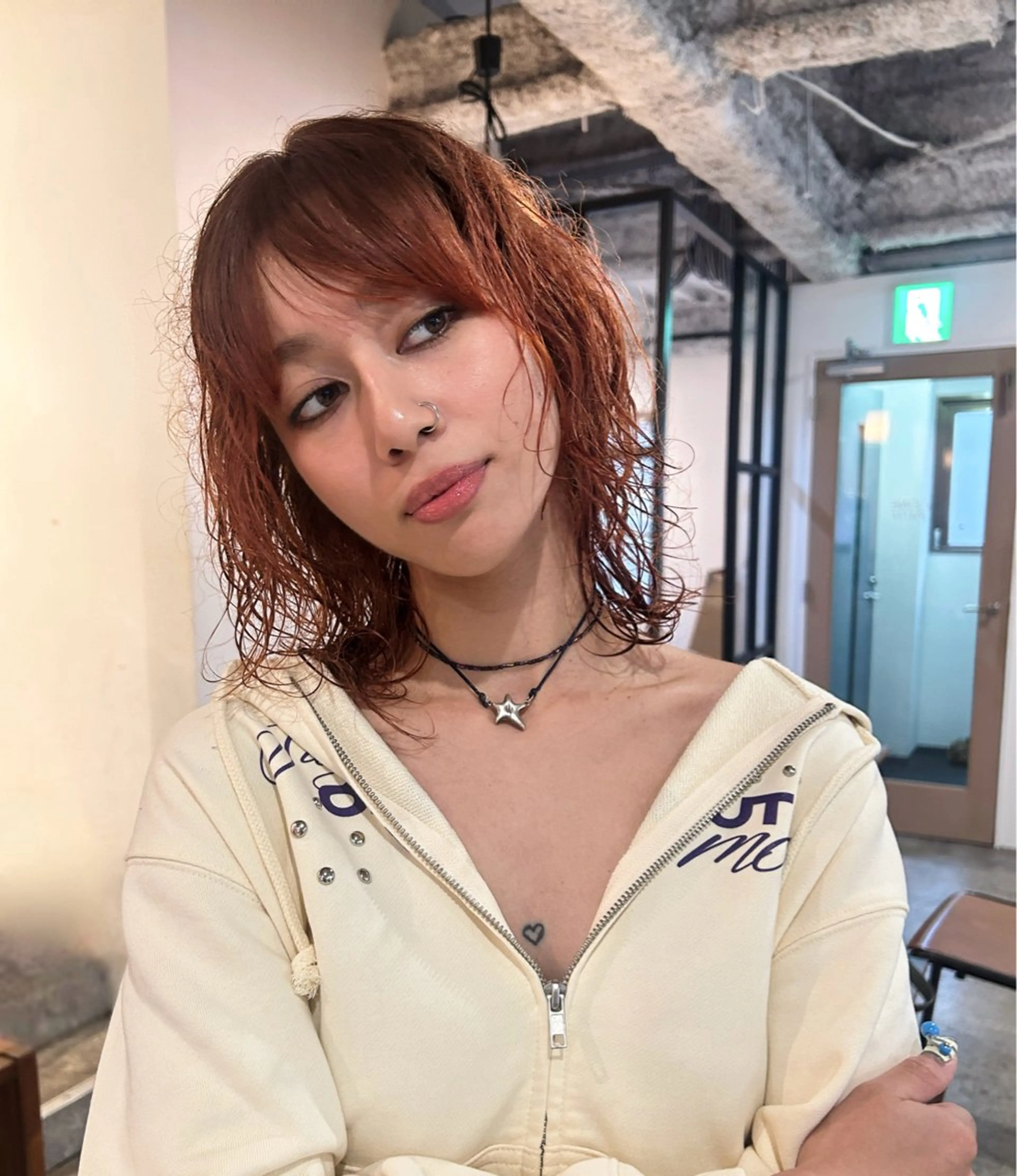 セミロング パーマ ヘアアレンジ ヘアカラー 🎀suzuna 透明感colorのヘアスタイル