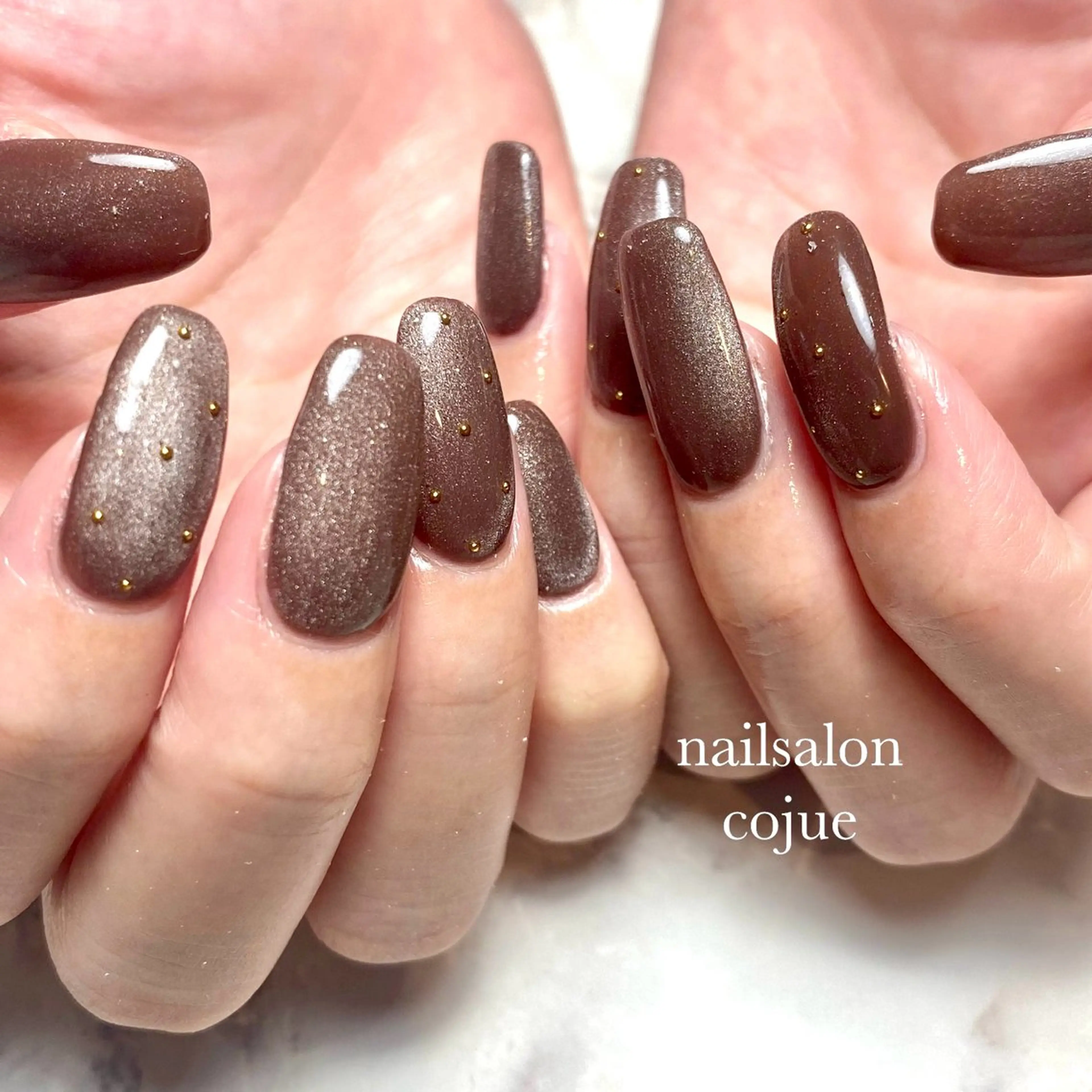 ネイル ブラウン マグネットネイル ハンドネイル nailsalon cojue  ERIのネイルデザイン