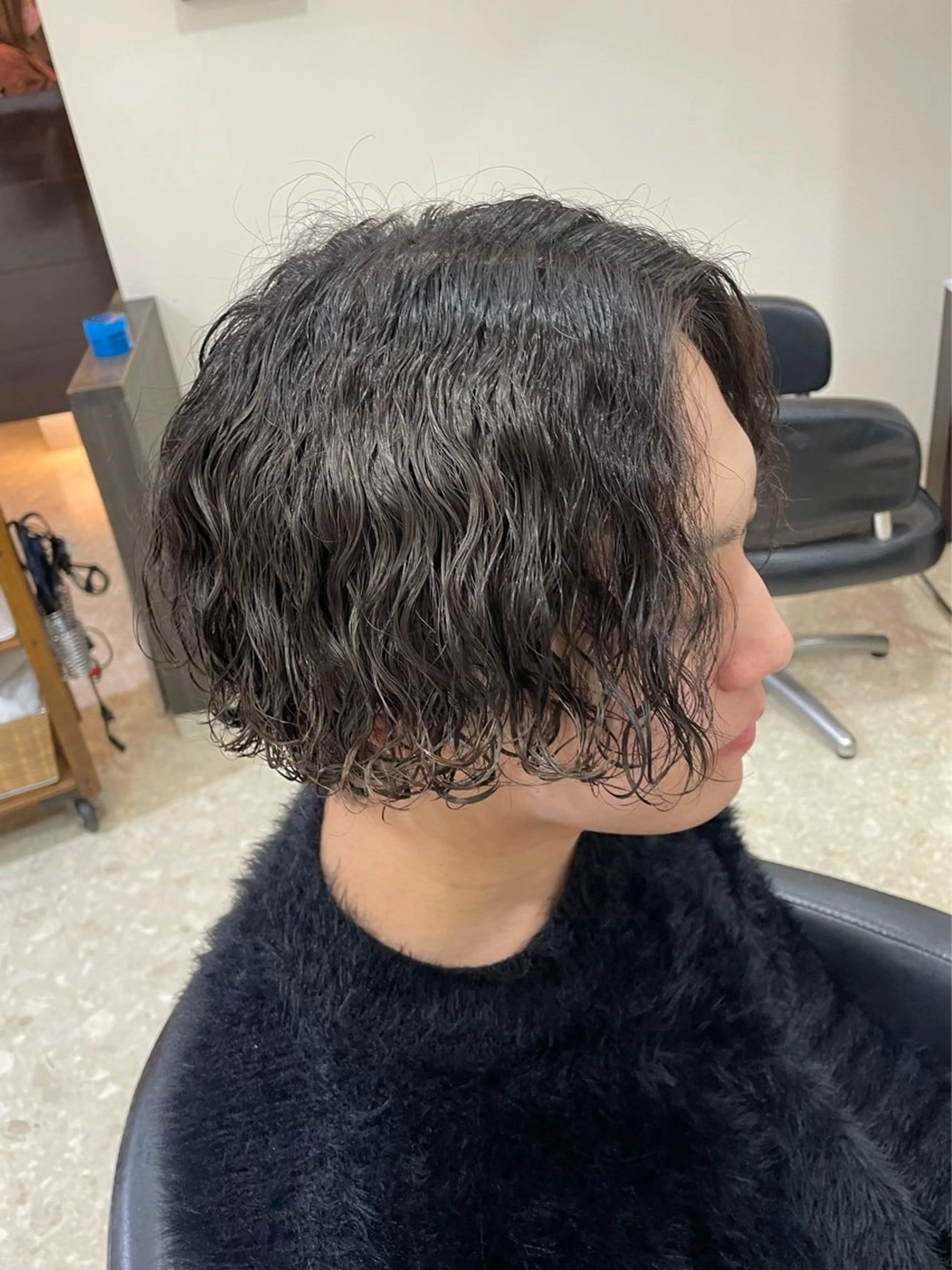 パーマ メンズ メンズパーマ 波巻きパーマ ボブ 小島 海斗のヘアスタイル