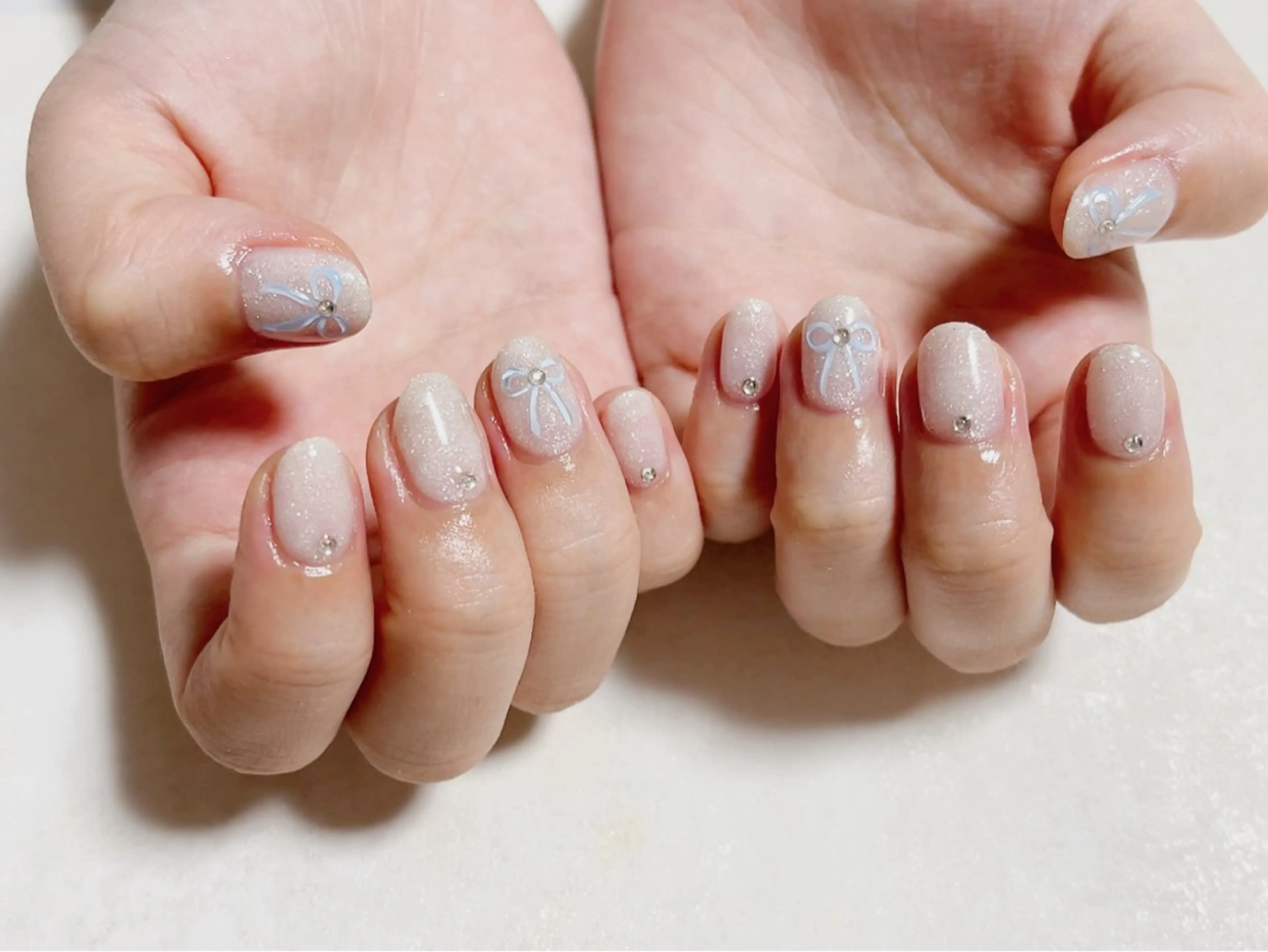 ネイル ブルー ジェルネイル キラキラネイル メンズネイル パラジェル kiki nail たまプラーザのネイルデザイン