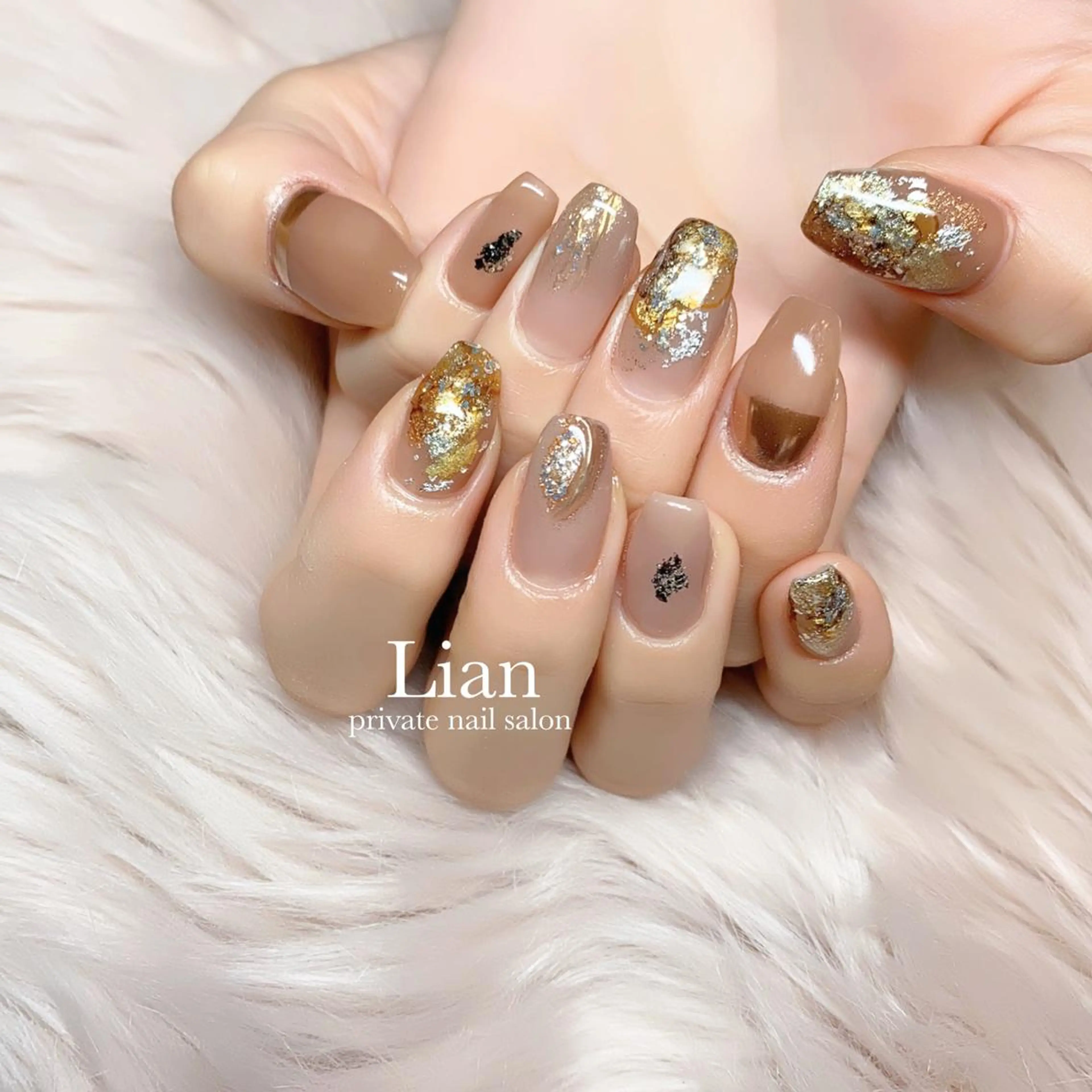 ネイル キラキラネイル ミラーネイル ニュアンスネイル スクエアネイル nailsalon Lenoaのネイルデザイン