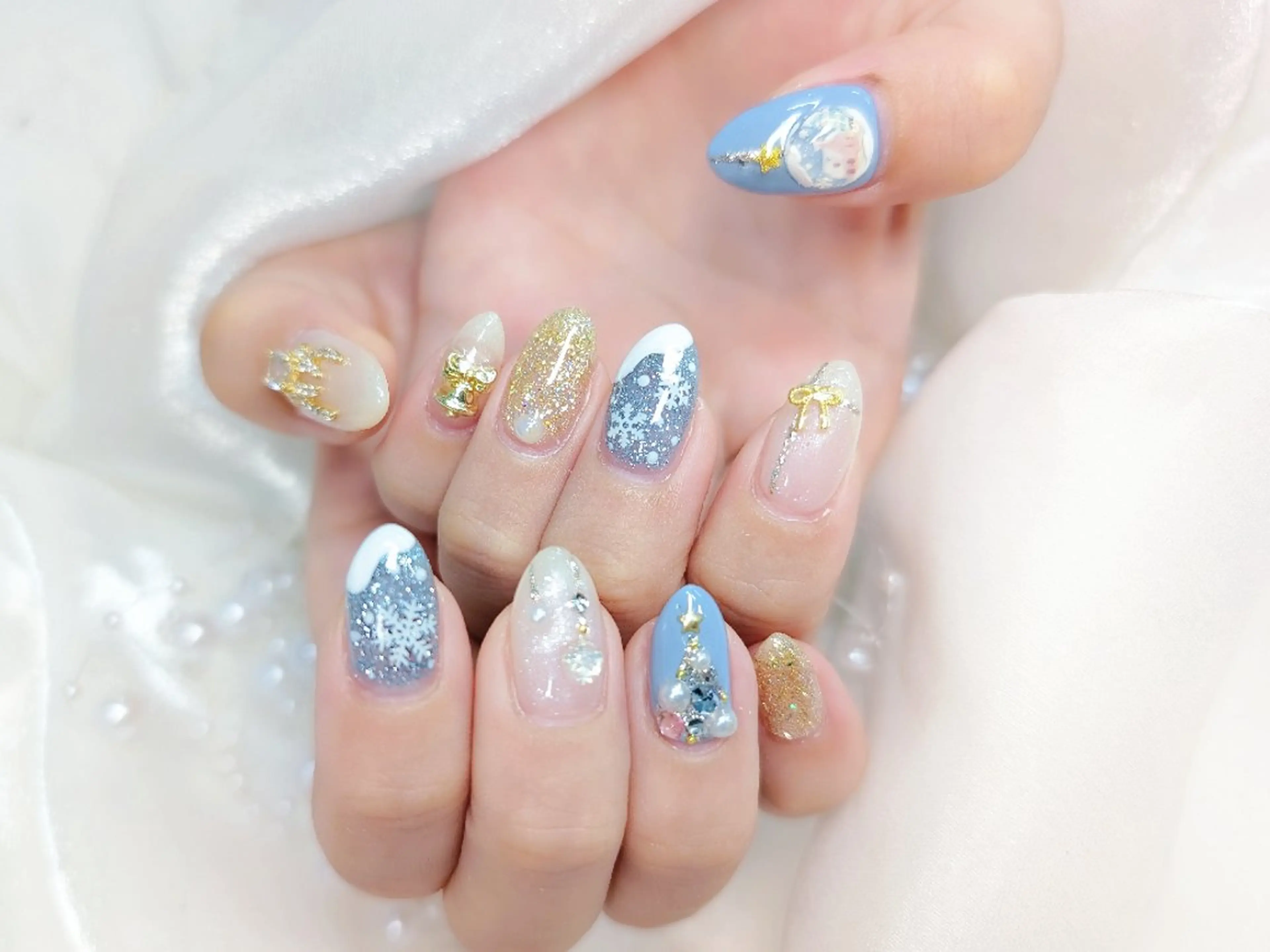 ネイル 長さ出し フラッシュネイル フレンチネイル ジェルネイル キラキラネイル Chouette Nailのネイルデザイン