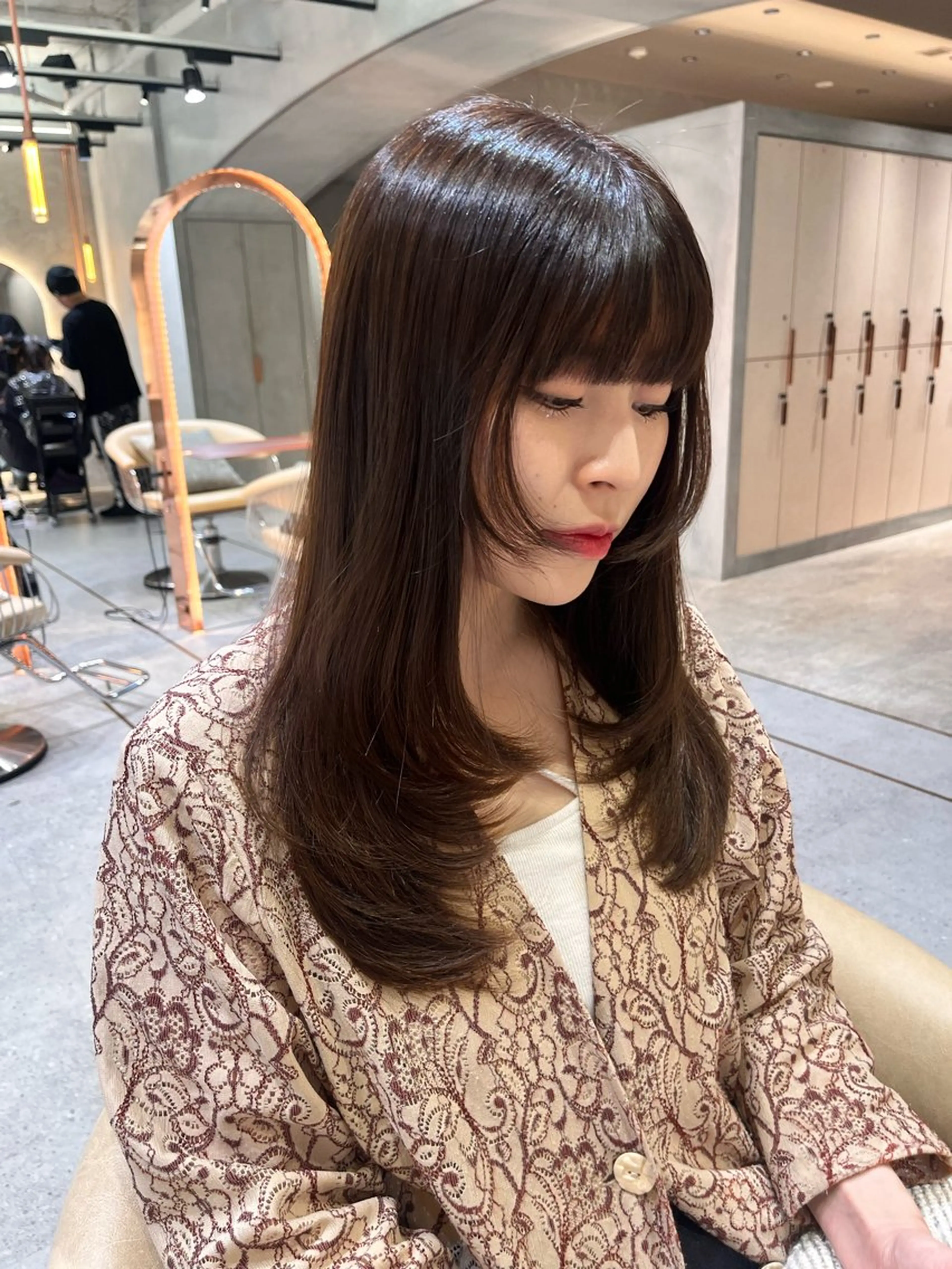 セミロング ボブ／レイヤー／髪質 改善/縮毛矯正／銀座のヘアスタイル