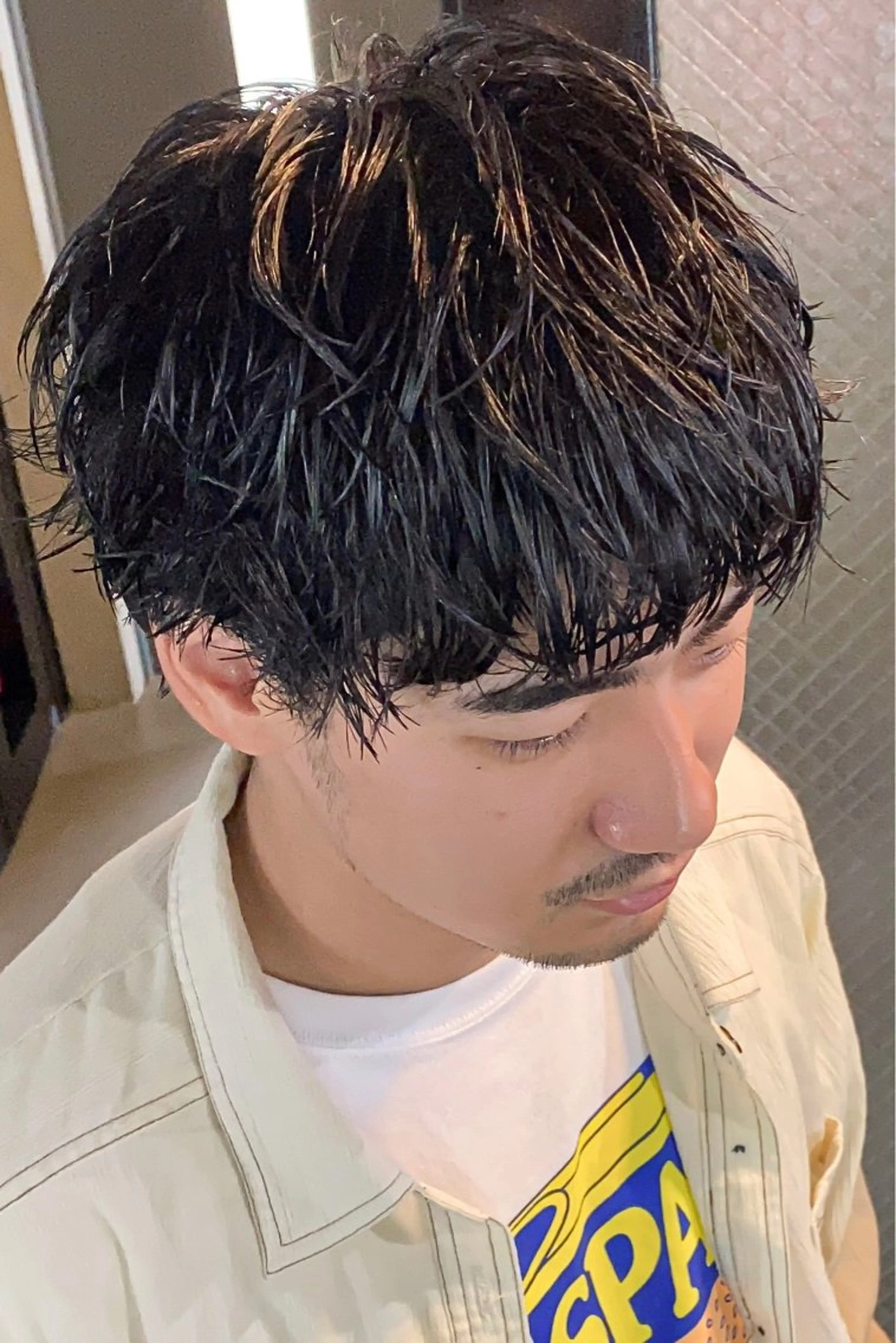 ショート メンズ パーマ/ダブルカラー ブリーチ⭐️海斗のヘアスタイル