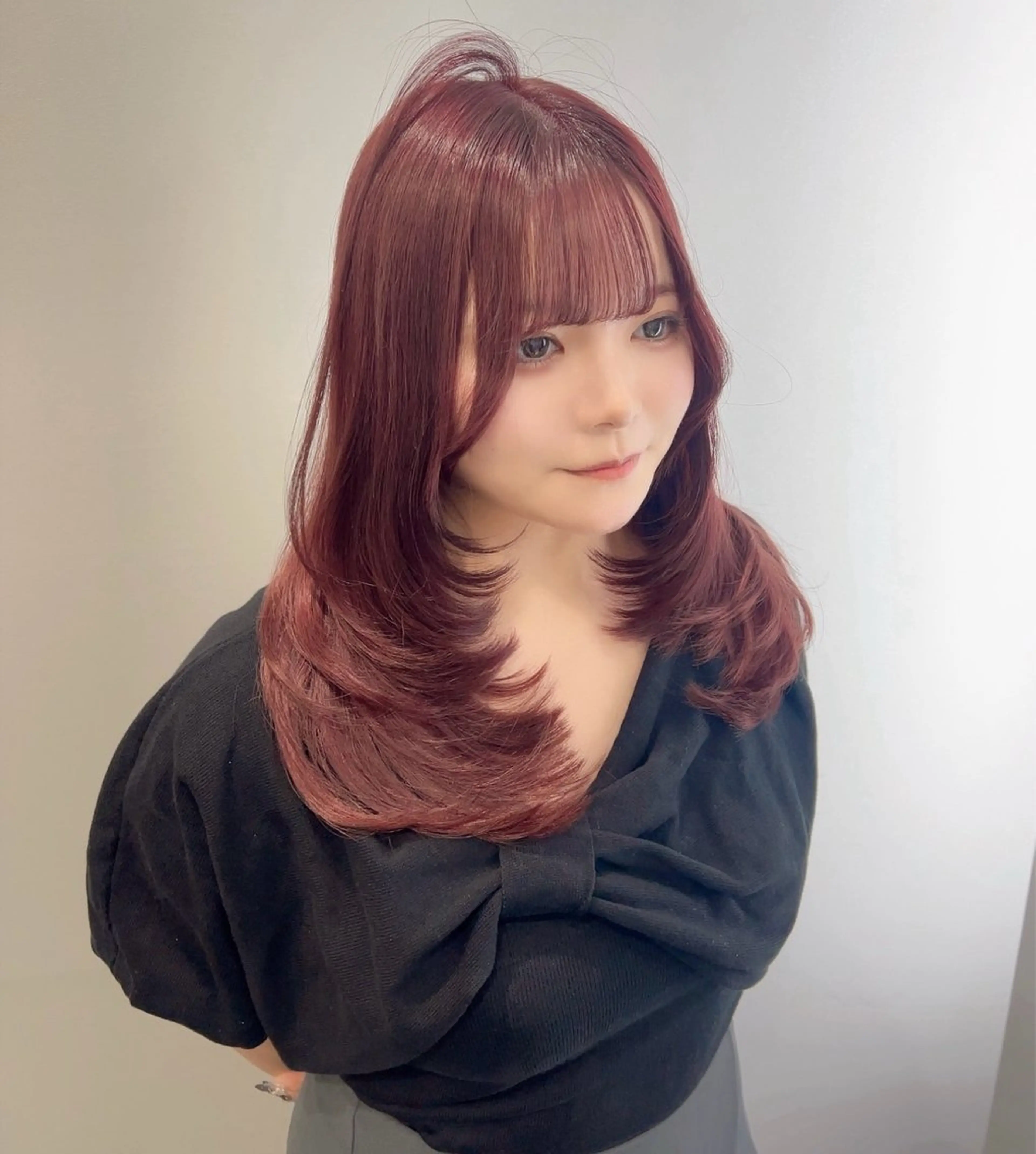 セミロング カラー 髪質改善/レイヤー/ 透明感カラー/桃谷翼のヘアスタイル