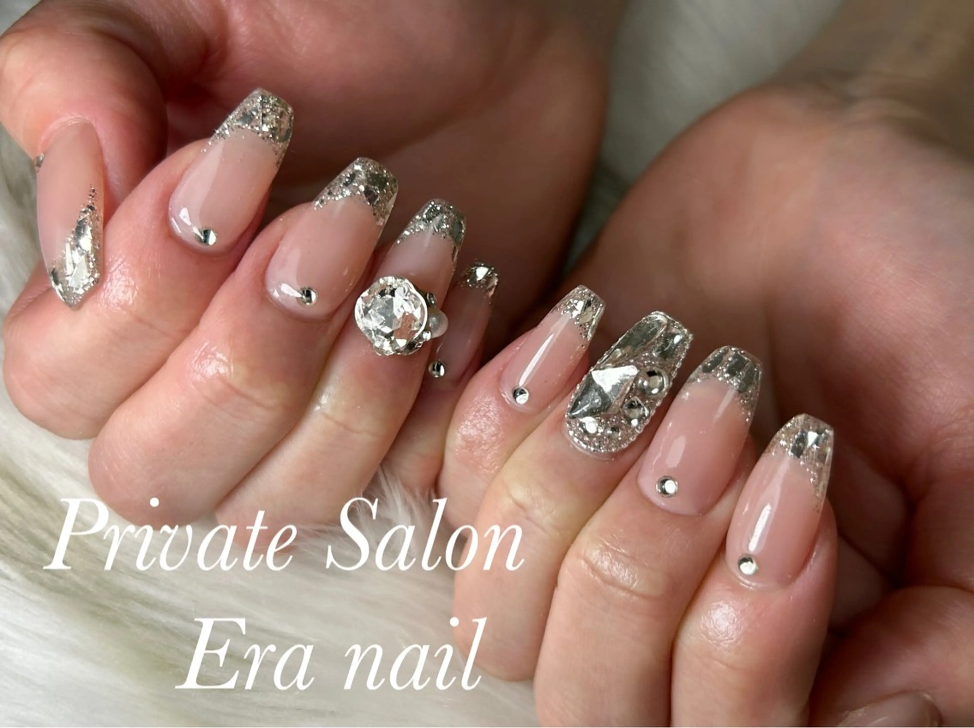 ネイル フレンチネイル ガラスフレンチ スカルプネイル ハンドネイル Era nailのネイルデザイン