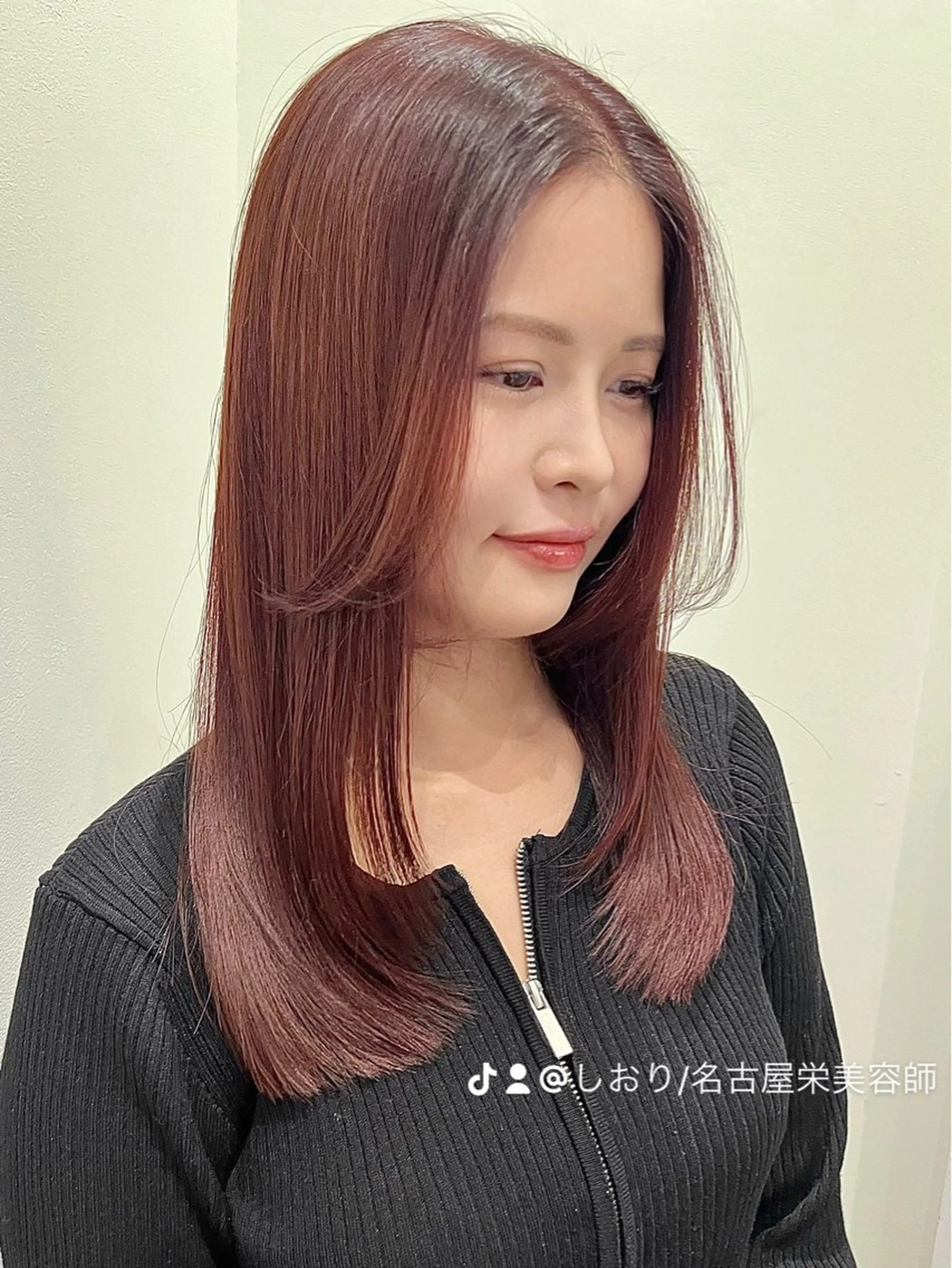 ミディアム カラー レッドカラー ヘアカラー 暖色カラー/ダブル カラー/名古屋/辻のヘアスタイル