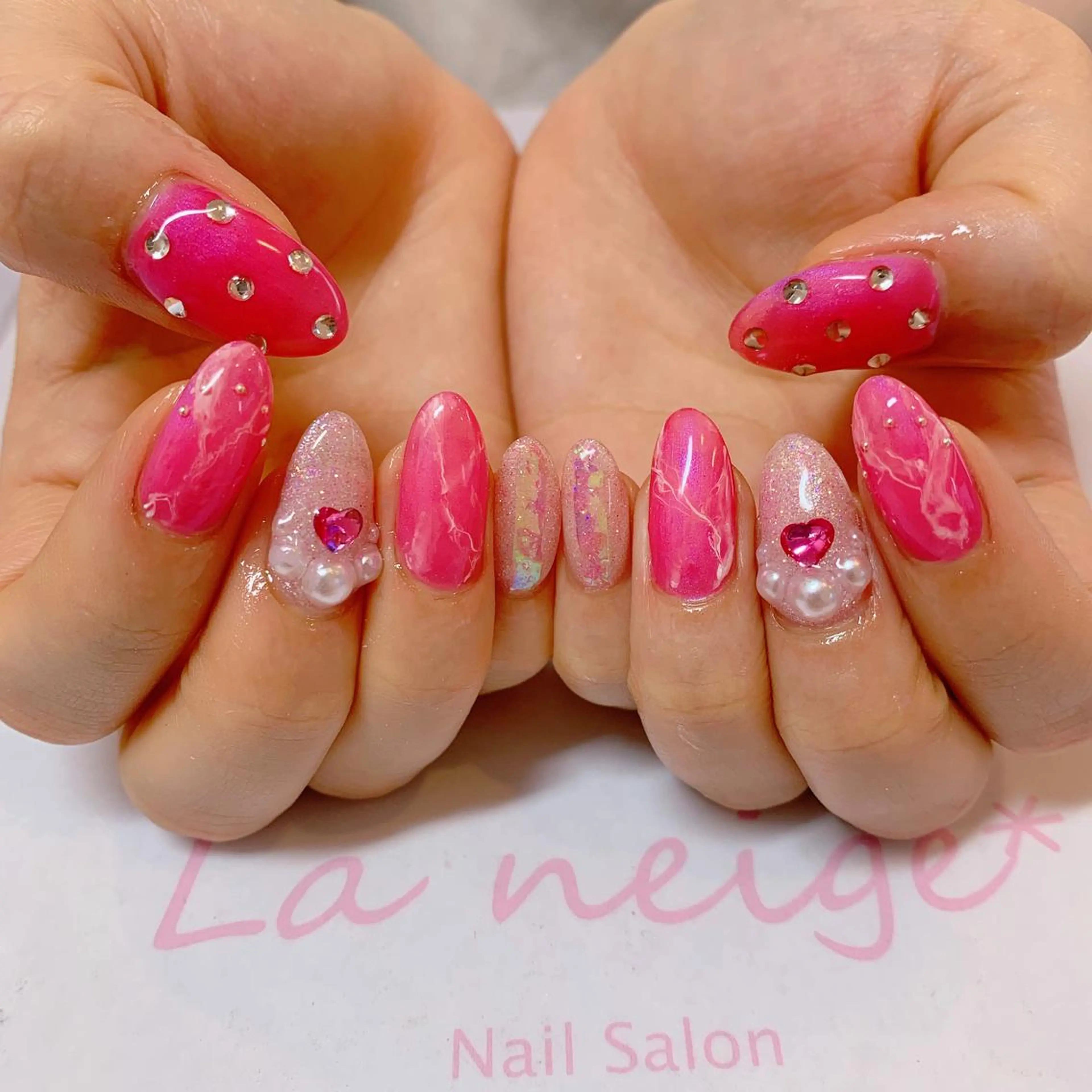 ネイル ハート La neige* yuki 🐩🌙のネイルデザイン