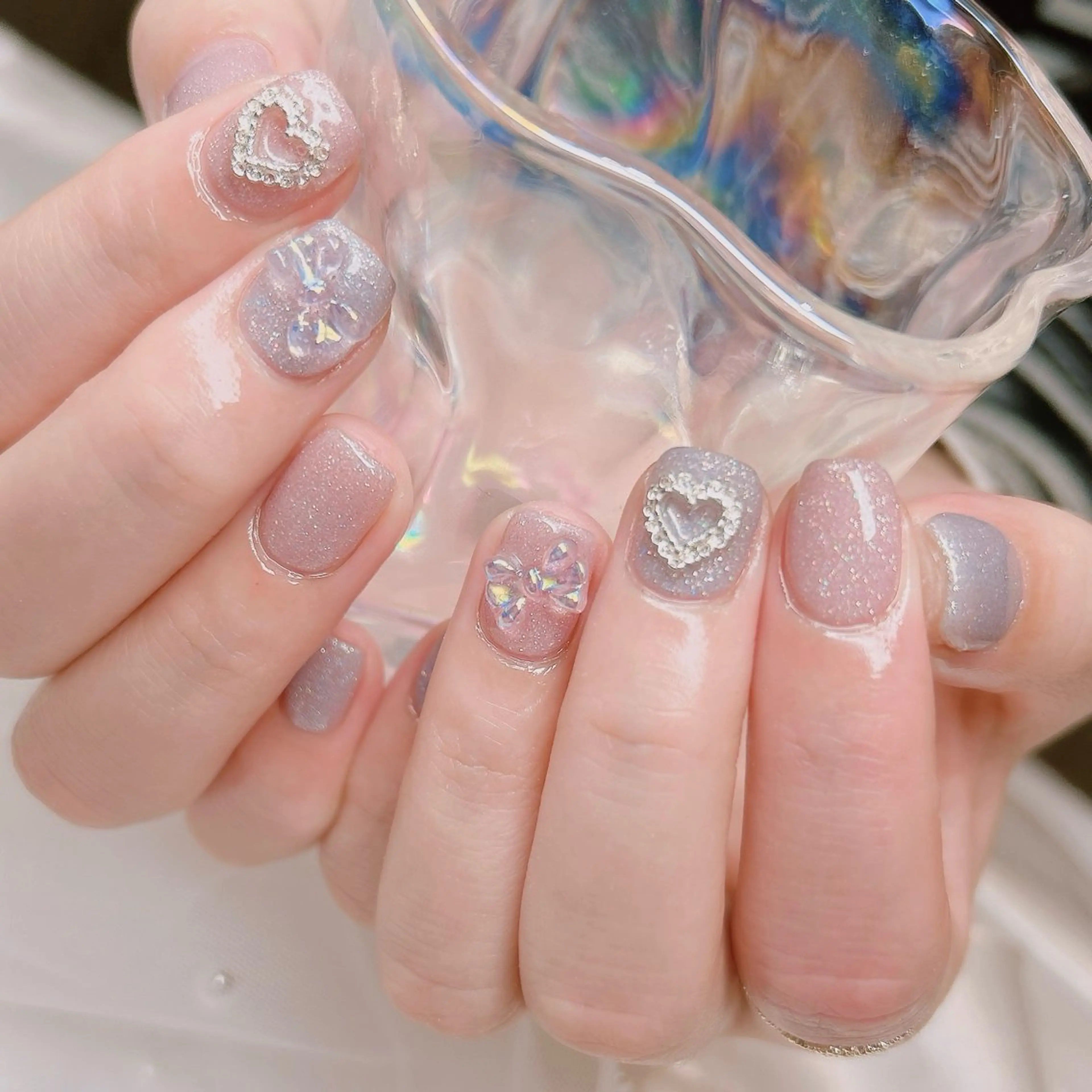 ネイル ハート ピンク リボン junna 金山.東別院.上前津のネイルデザイン