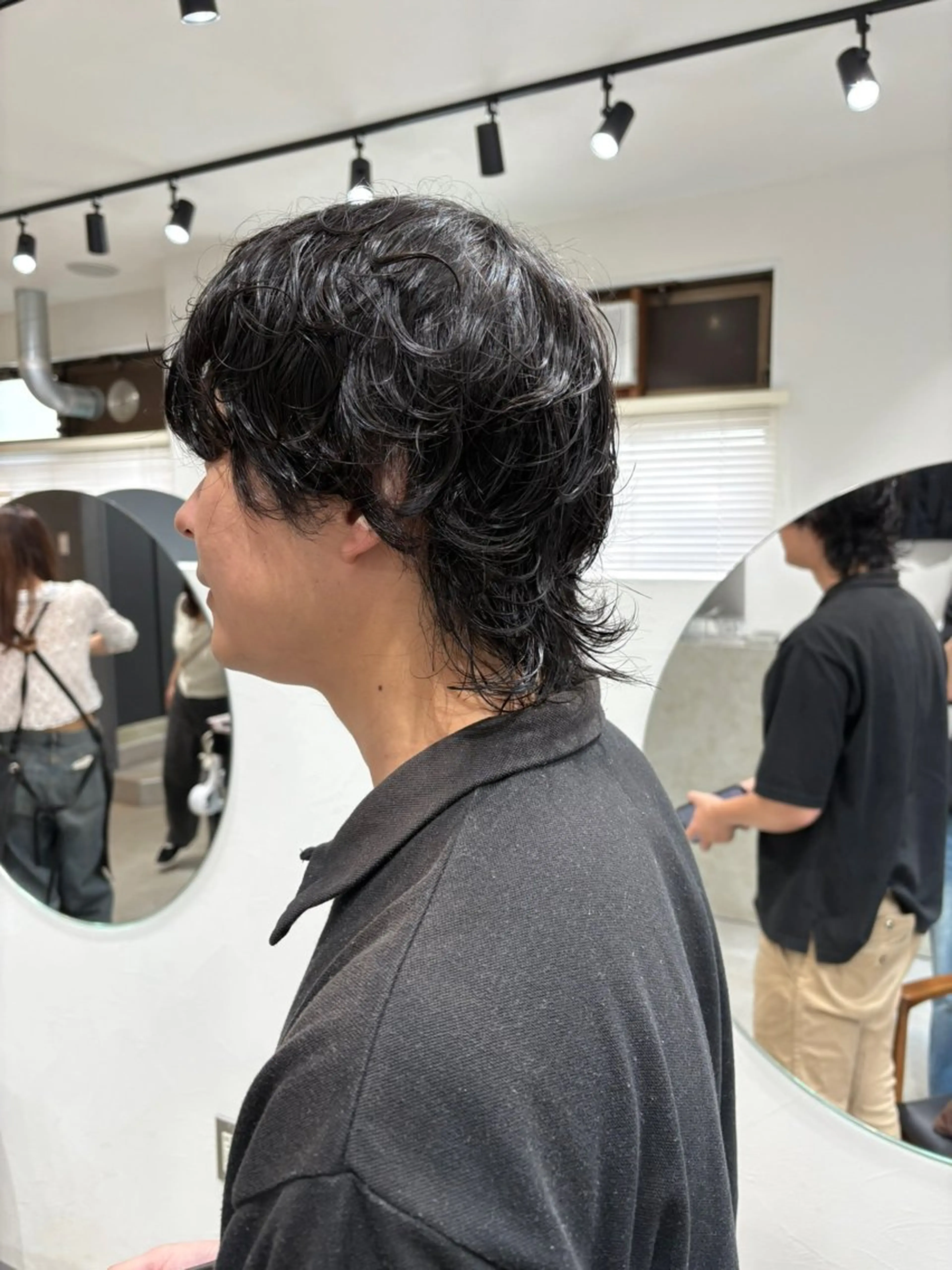 ミディアム メンズ ミディアムパーマ メンズパーマ メンズウルフカット ウルフカット パーマ ボブ/レイヤー /河内温太のヘアスタイル