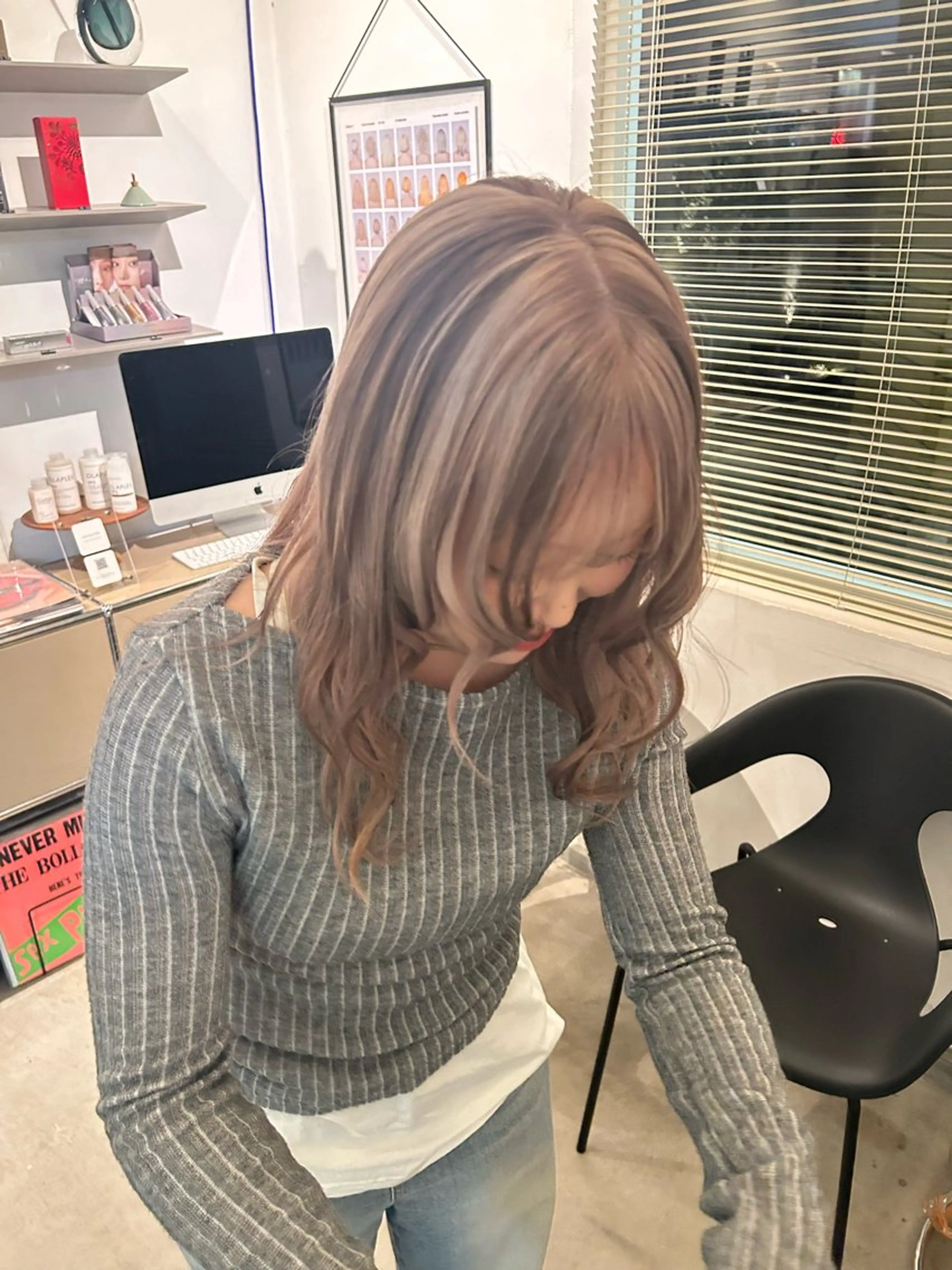 セミロング カラー ハイトーンカラー ヘアカラー Ravo所属・キラ/ハイトーン/ 天神美容室のヘアスタイル