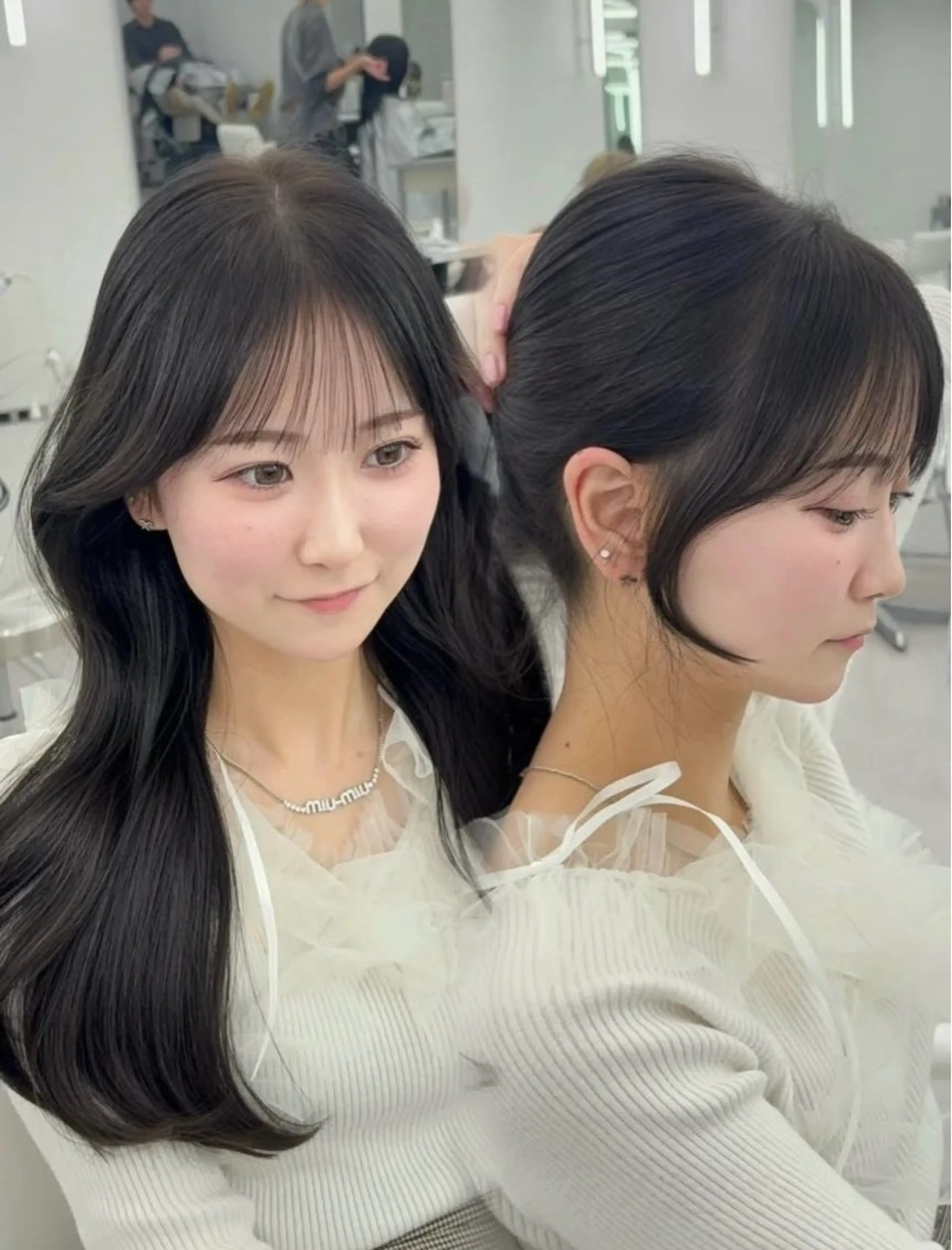 ロング カラー レイヤーカット 小顔カット カット ヘアカラー トリートメント 韓国ヘア/レイヤー/ 顔まわり足立遥奈のヘアスタイル