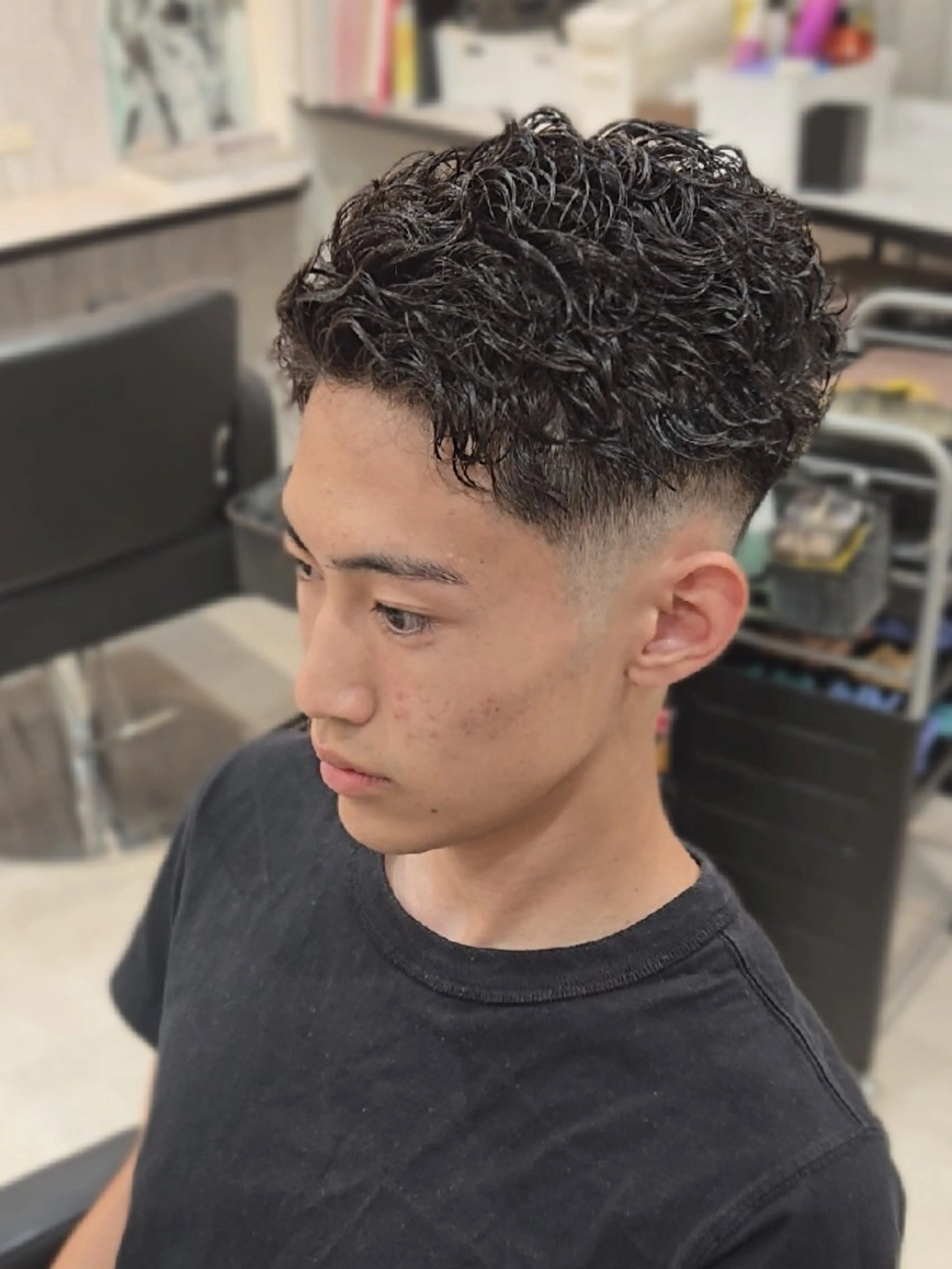 メンズ ショート パーマ オールバック ショートヘア カット パーマ ヘアセット LEN名古屋/パーマ 海外ヘア/メンズ特化のヘアスタイル