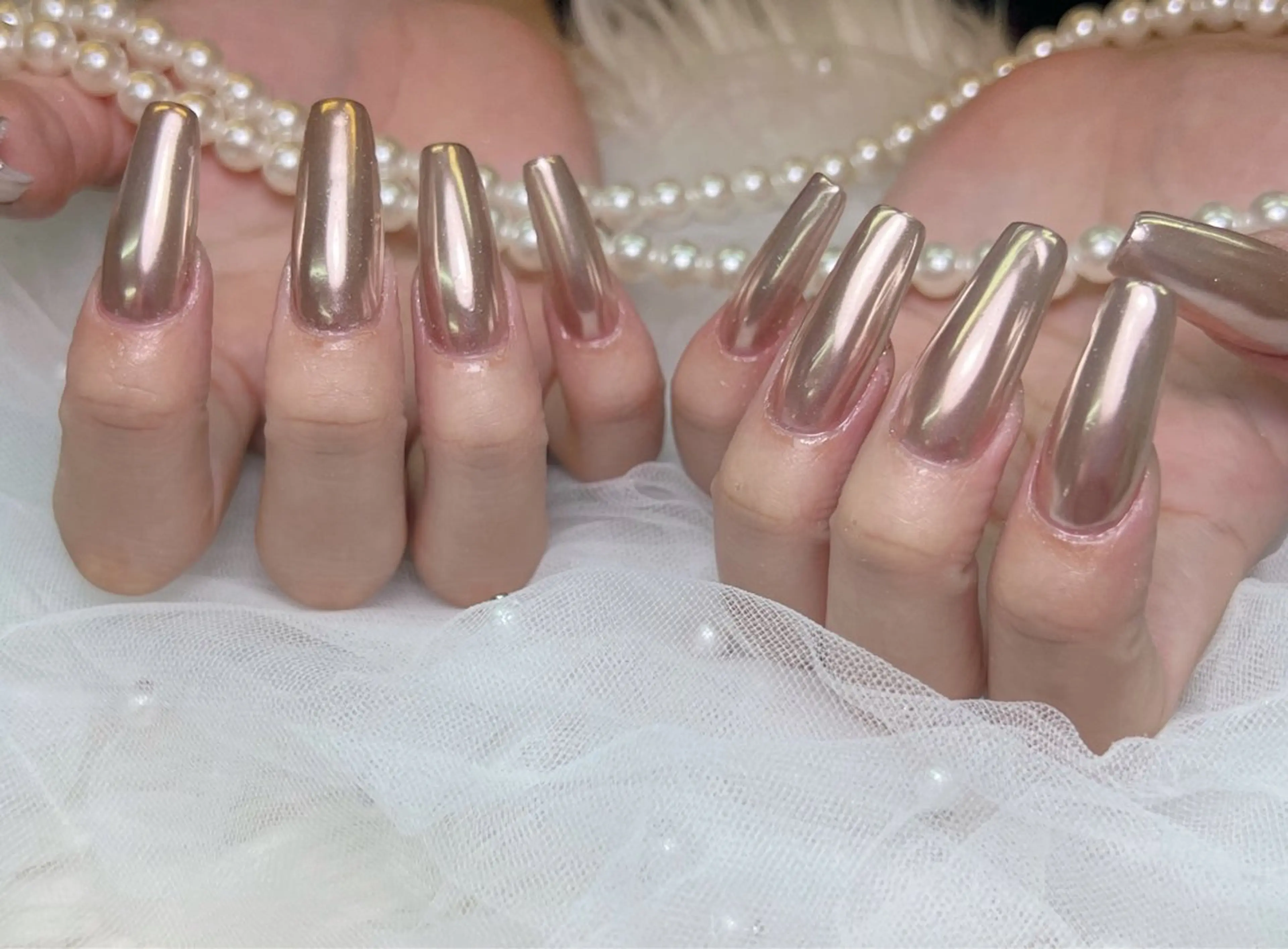 ネイル ロングネイル ミラーネイル スカルプネイル ハンドネイル lucky nail 歌舞伎町のネイルデザイン