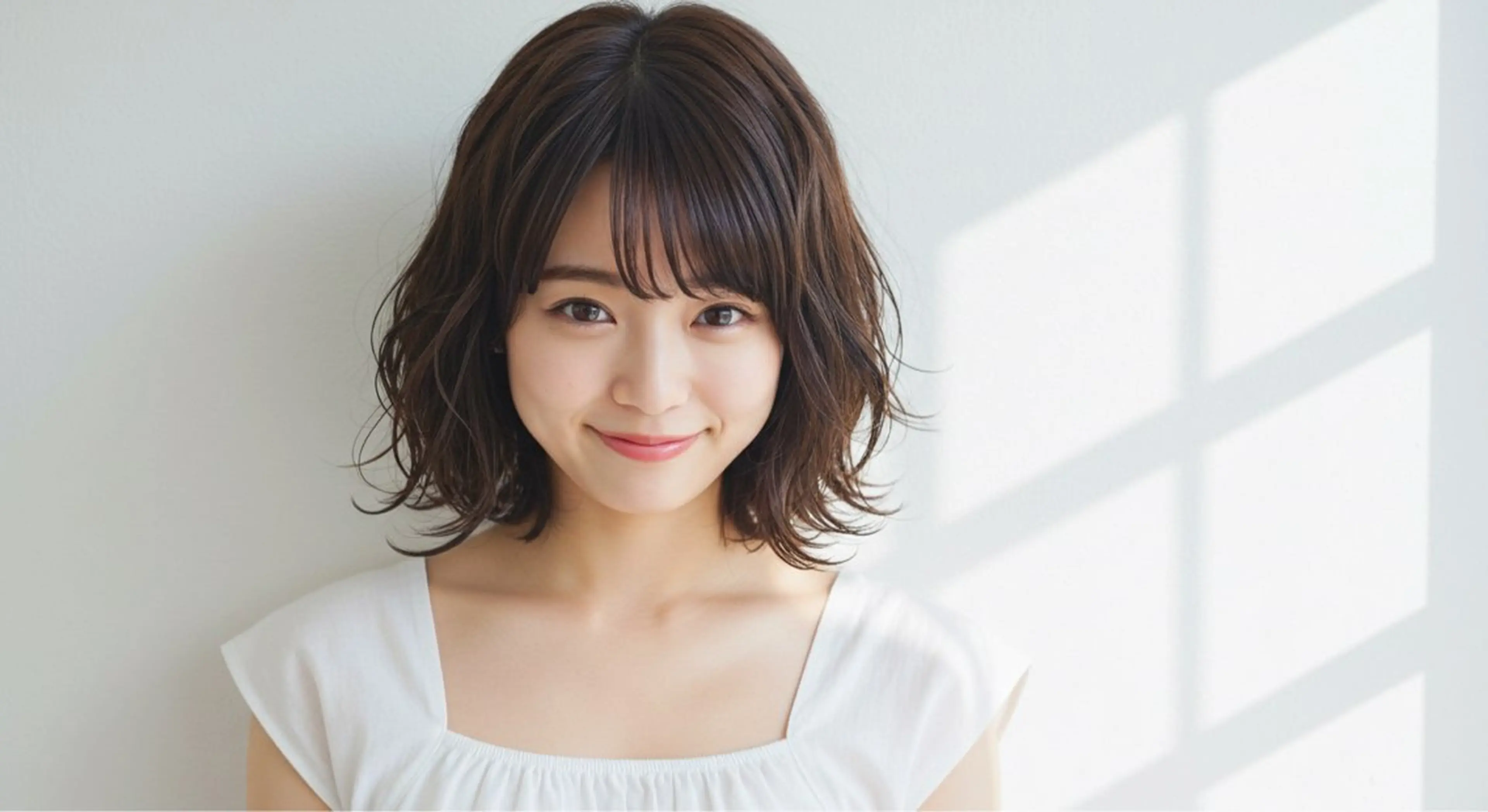 ミディアム 外ハネヘア カット ヘアカラー トリートメント 石沢 知康のヘアスタイル