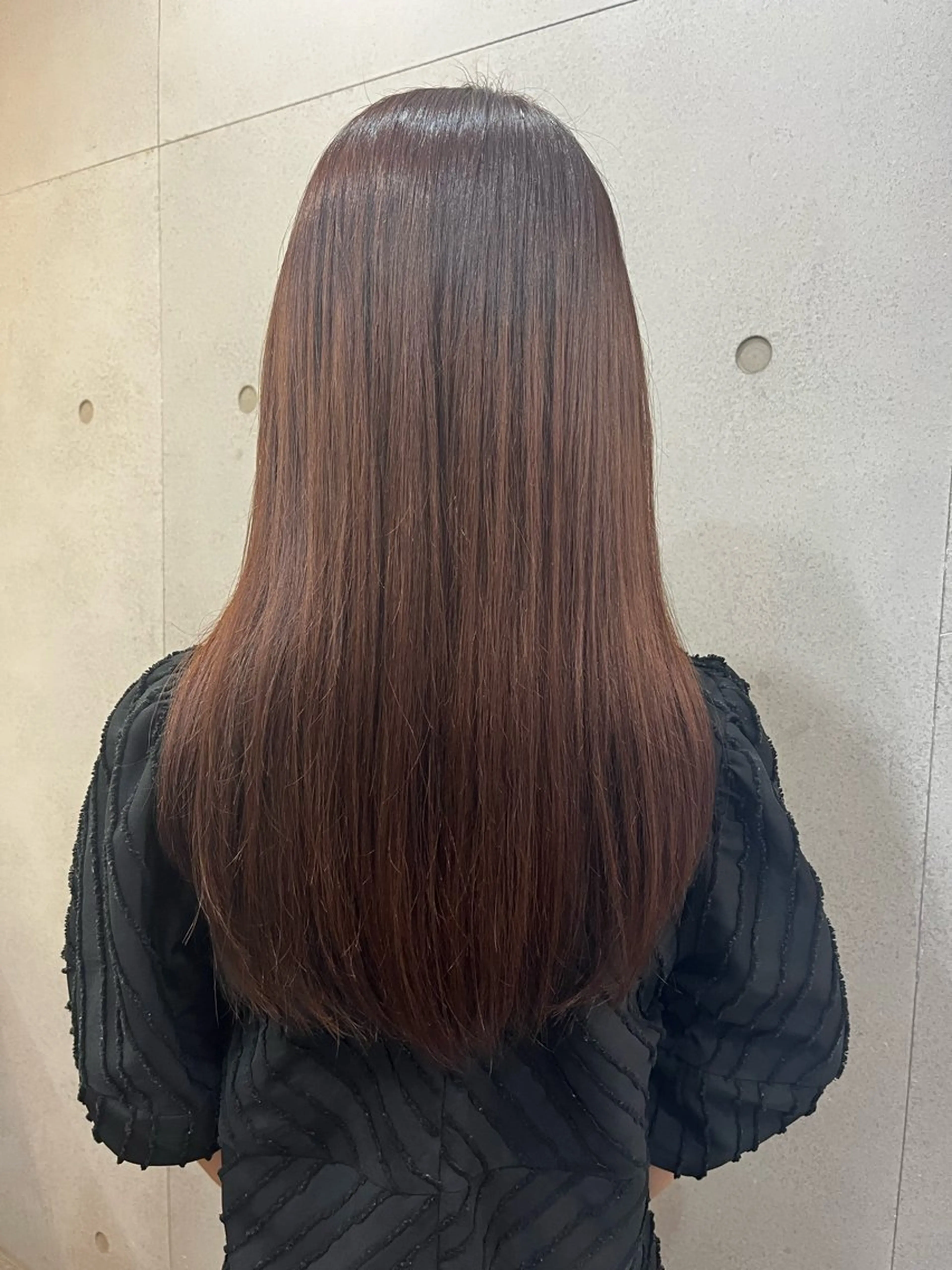 セミロング オレンジブラウン sharon所属・おせ ちさとのヘアスタイル