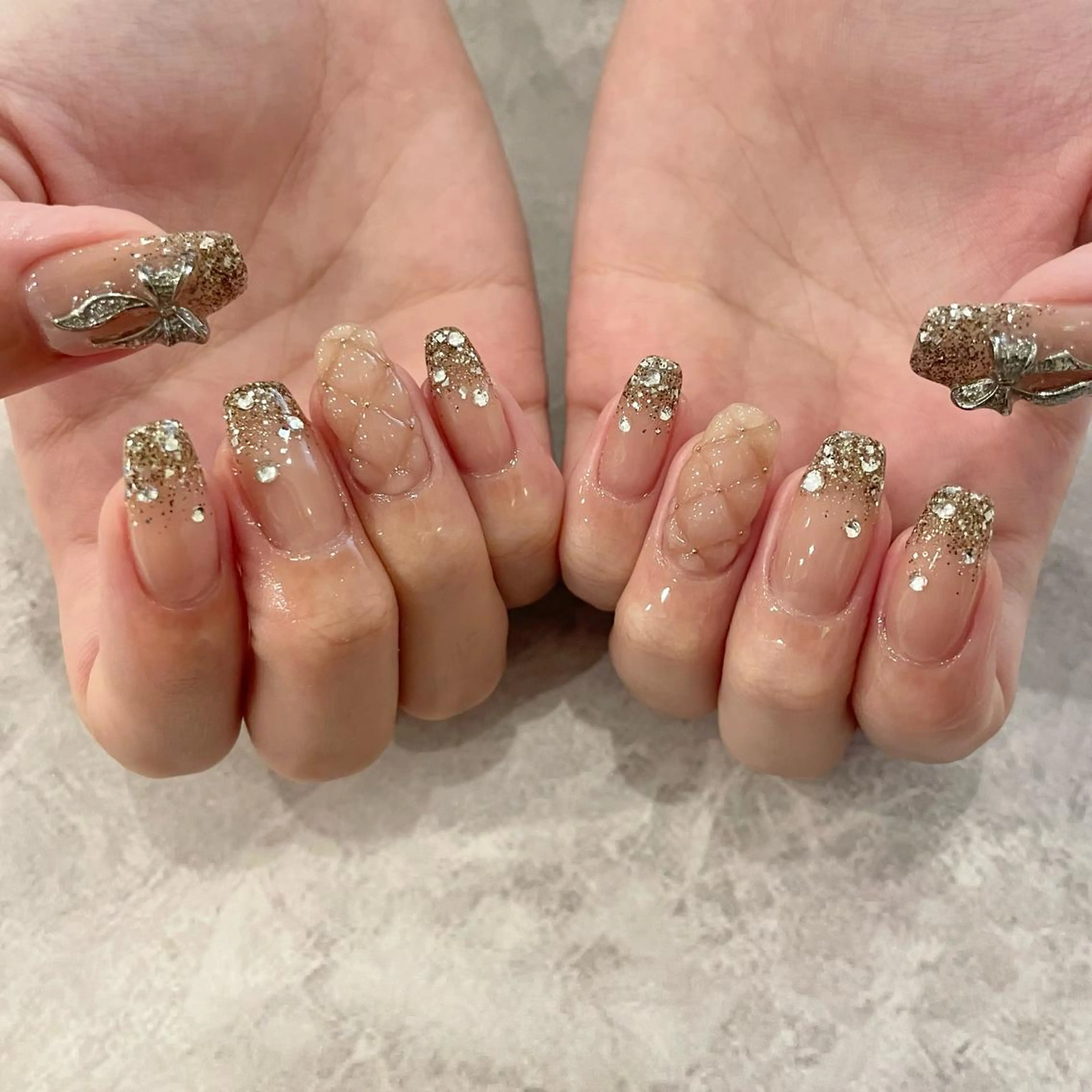 ネイル ラメ(グリッター) ラメグラデーション ハンドネイル 大山 楓花のネイルデザイン