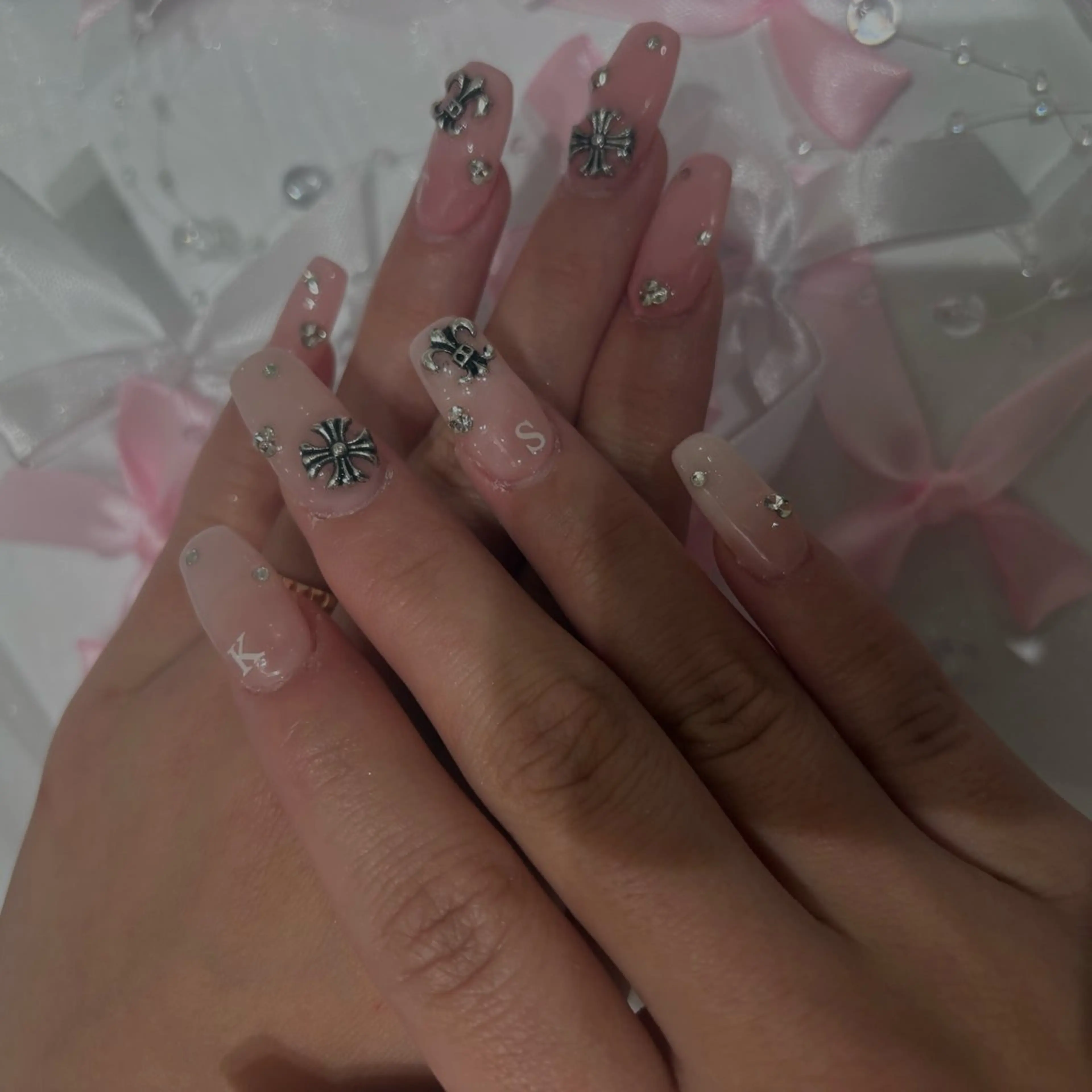 ネイル アートネイル 長さ出し フットネイル ハート キラキラネイル vante_aimi .パラジェル取扱店のネイルデザイン