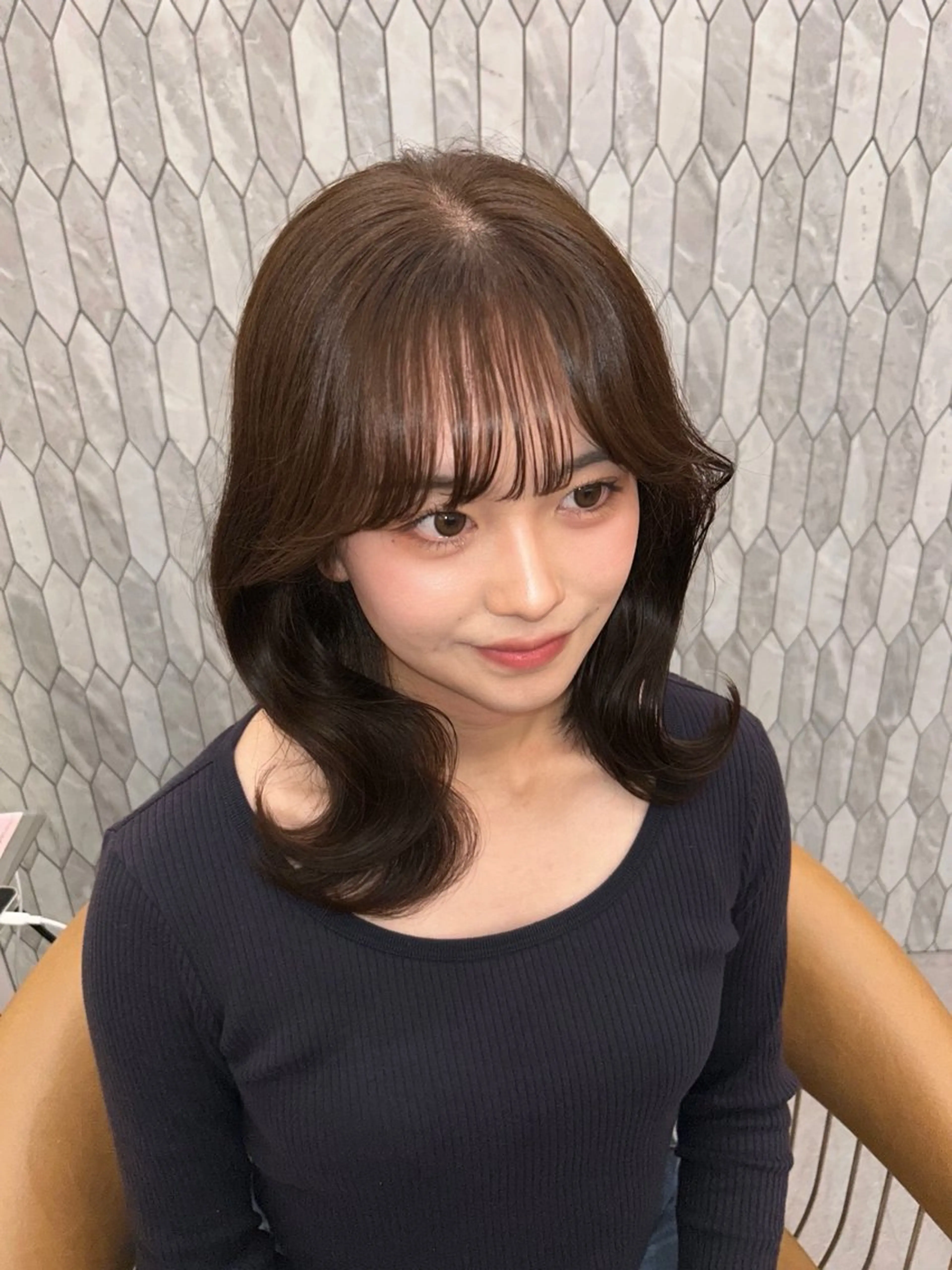 ミディアム 艶カラー/艶髪矯正/ レイヤー/ひなき🎀のヘアスタイル