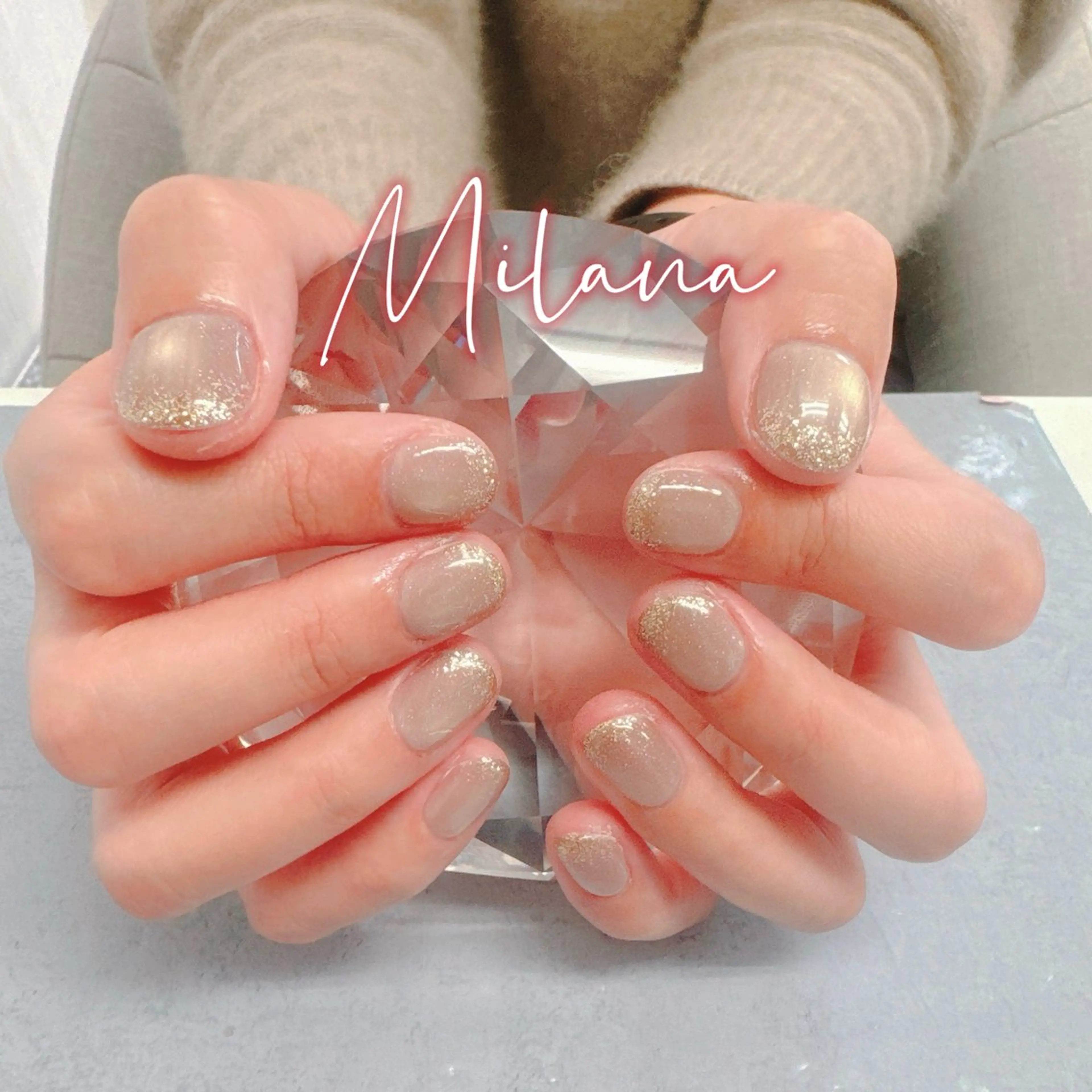 ネイル グラデーション キラキラネイル ラメ(グリッター) ラメグラデーション ハンドネイル Milana 山元のネイルデザイン