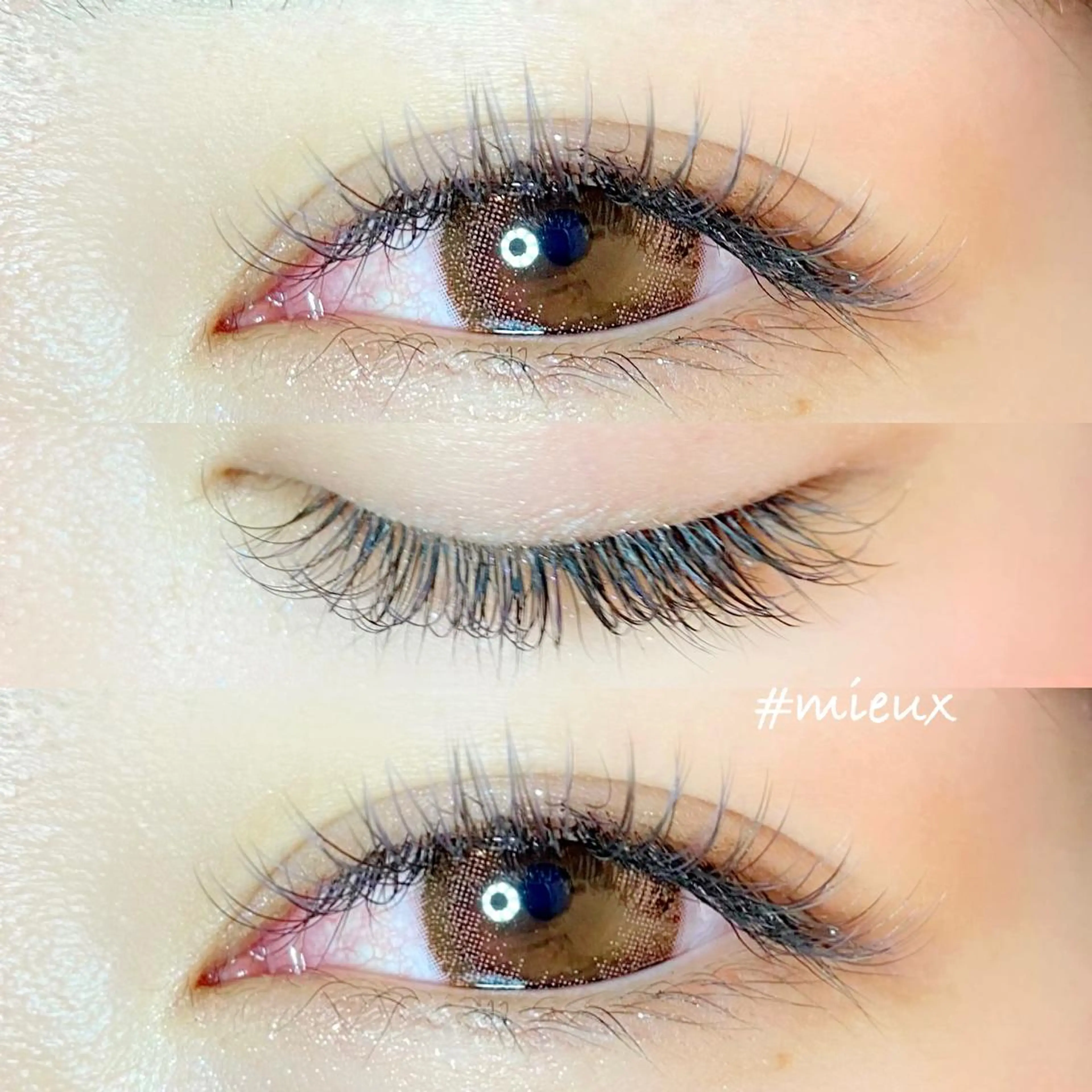 マツエク・マツパ カラーマツエク フラットラッシュ 目尻長め マツエク mieux _パリエク♡LED♡のマツエク・マツパデザイン