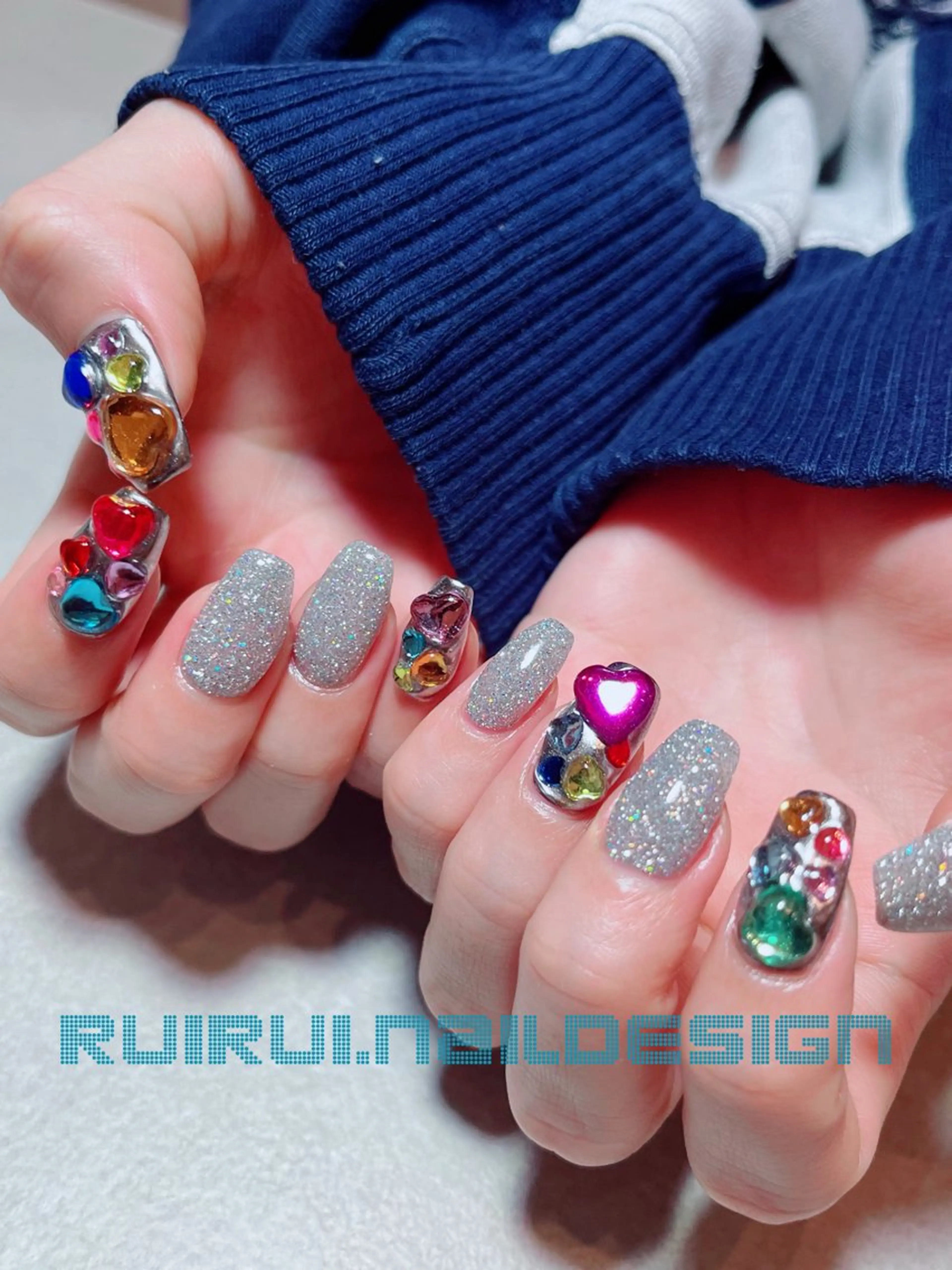 ネイル ジェルネイル ハート バレンタイン ハンドネイル RUI ☆のネイルデザイン