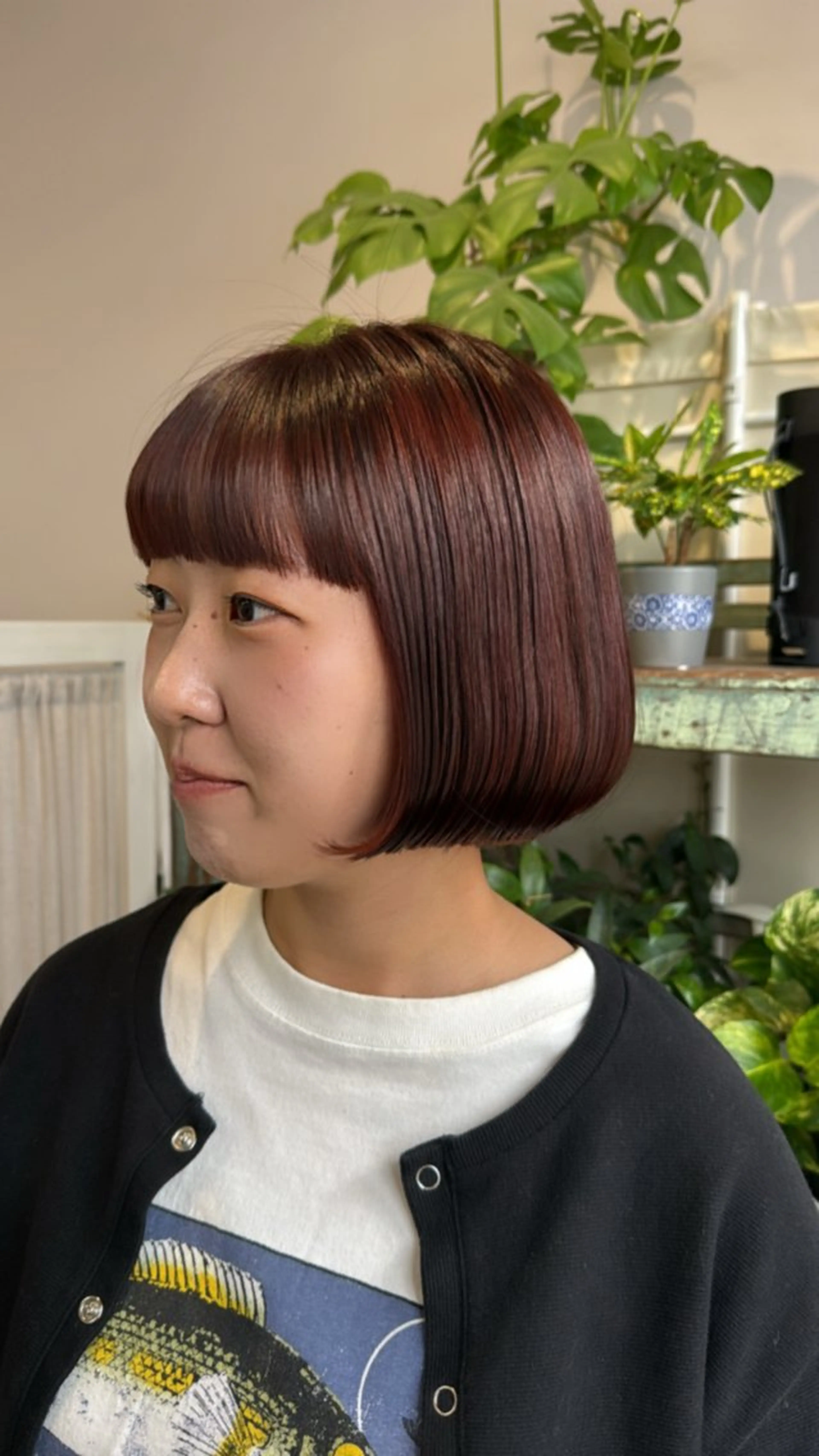 ショート オレンジブラウン ボブ ワイドバング カット ヘアカラー トリートメント Sakura .のヘアスタイル