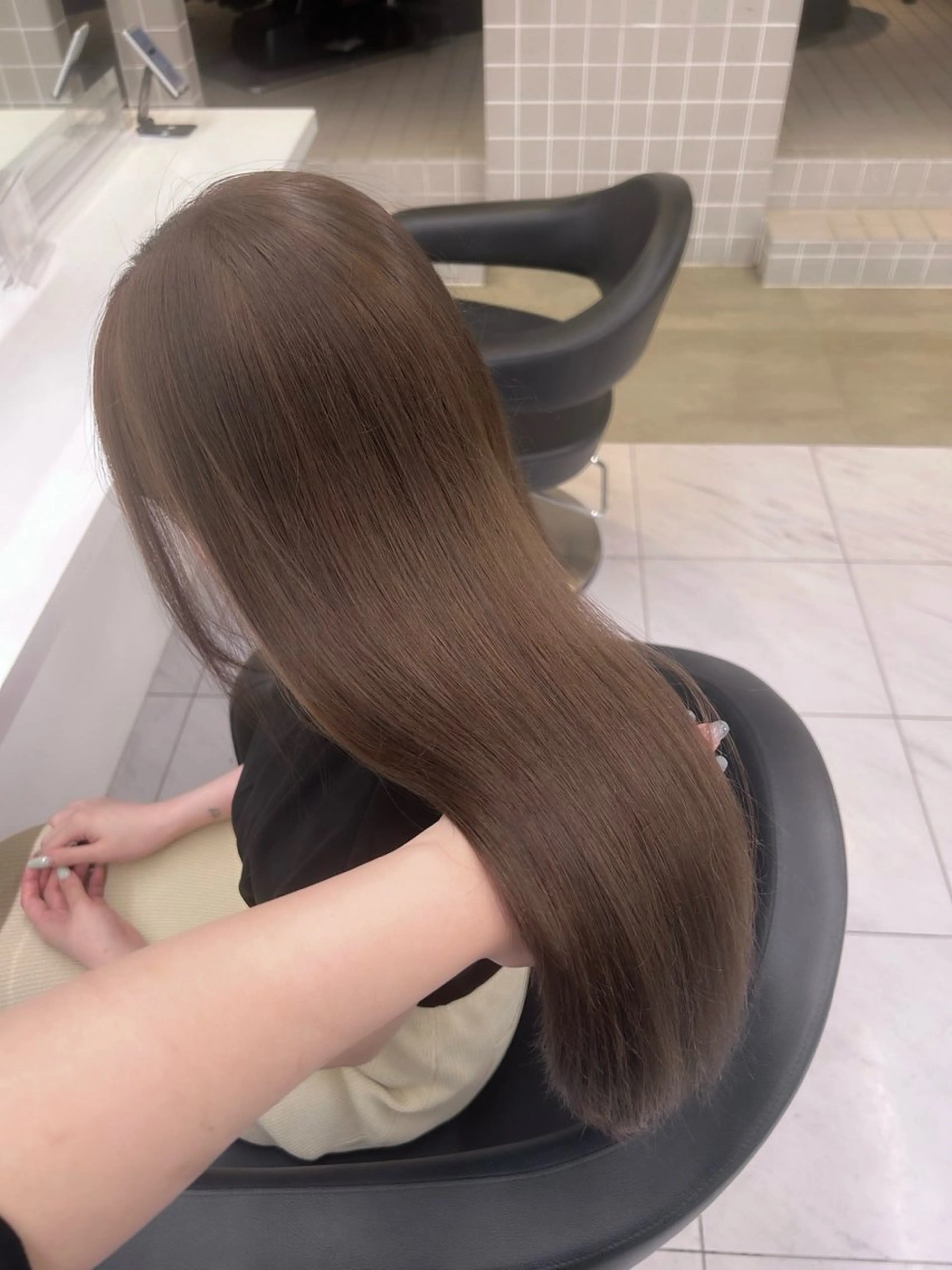 ロング カラー パーマ ヘアアレンジ メンズ キッズ ブリーチなしカラー/ ブラウン/レイヤーのヘアスタイル