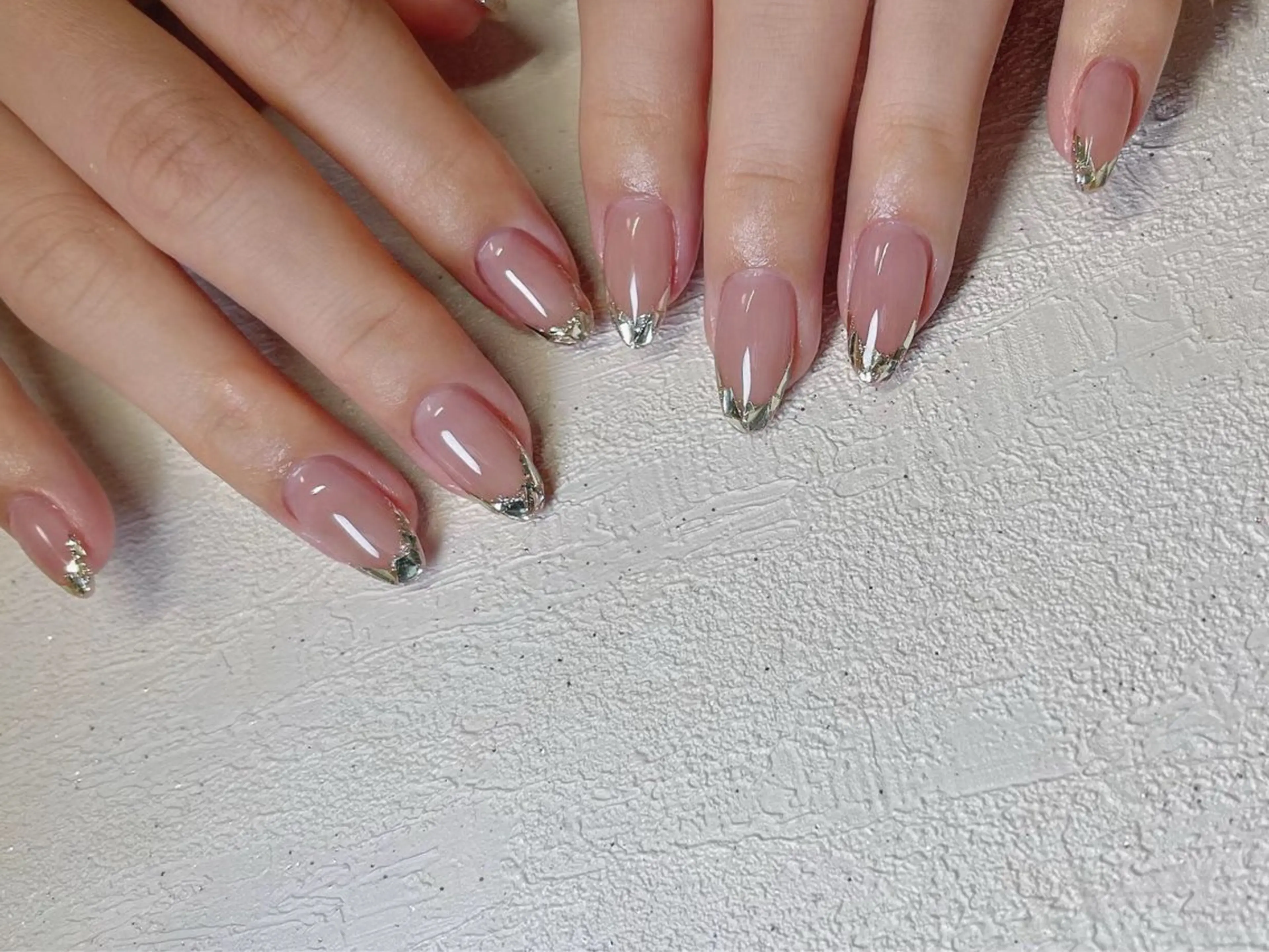 ガラスフレンチorミラーネイル¥7980 →¥6980の写真