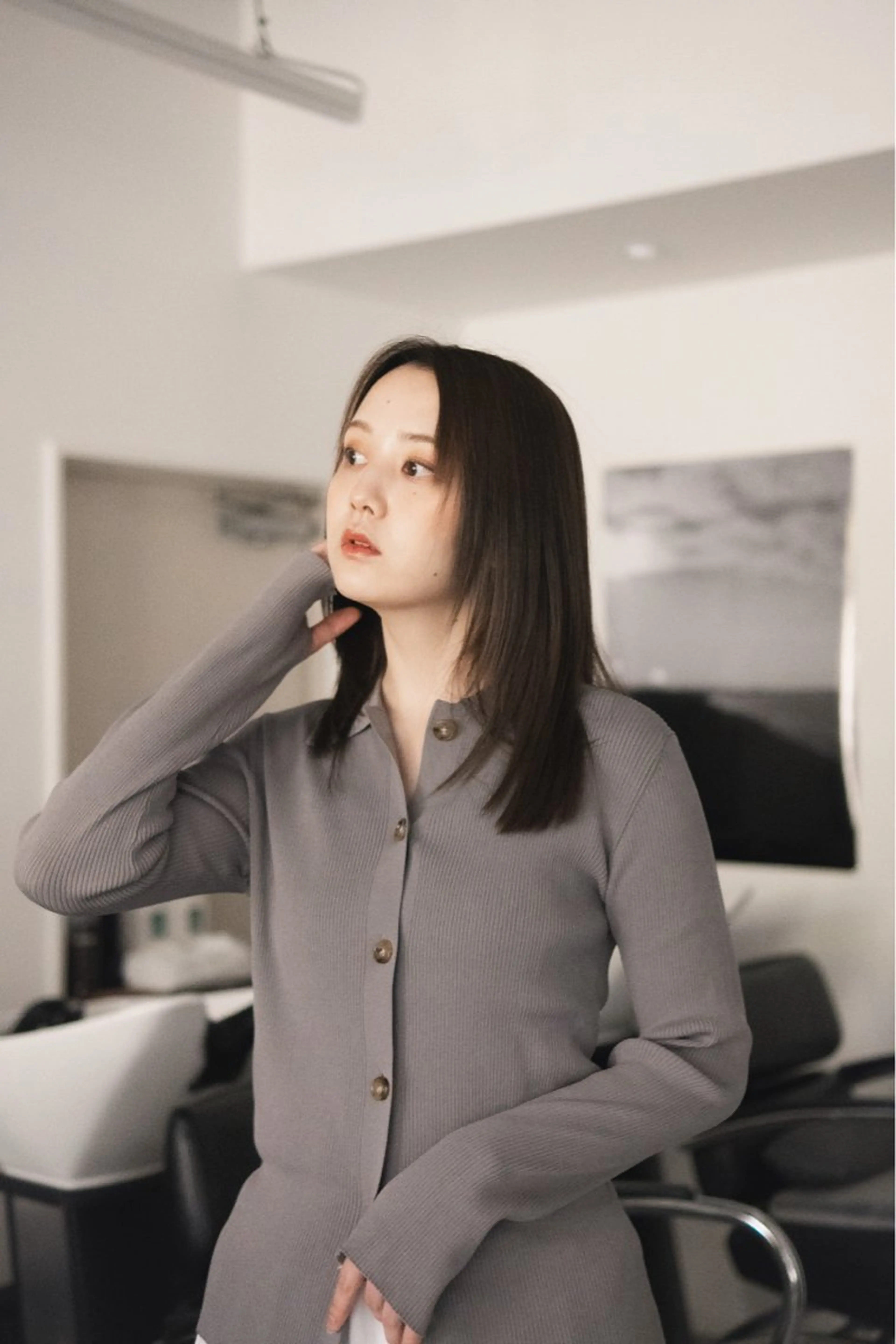 ミディアム カット ヘアカラー ハッシュカット /レイヤー/大阪中津のヘアスタイル