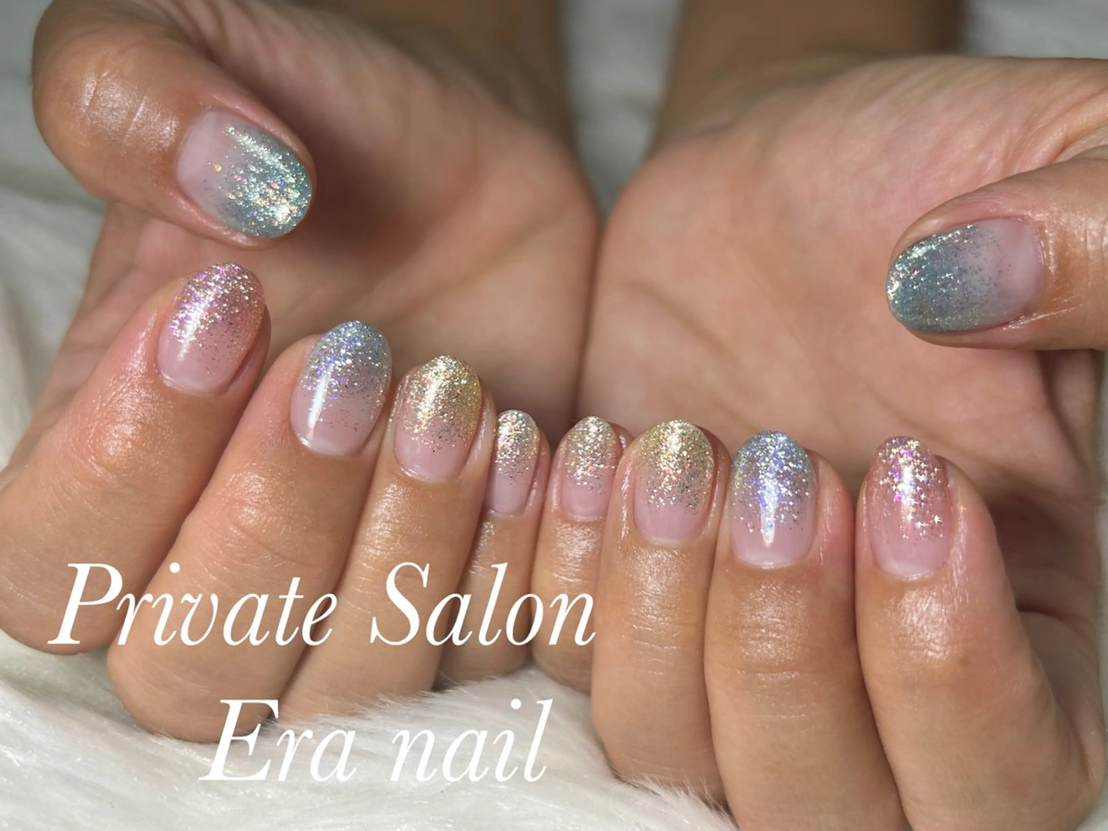 ネイル グラデーション ラメ(グリッター) ラメグラデーション ハンドネイル Era nailのネイルデザイン