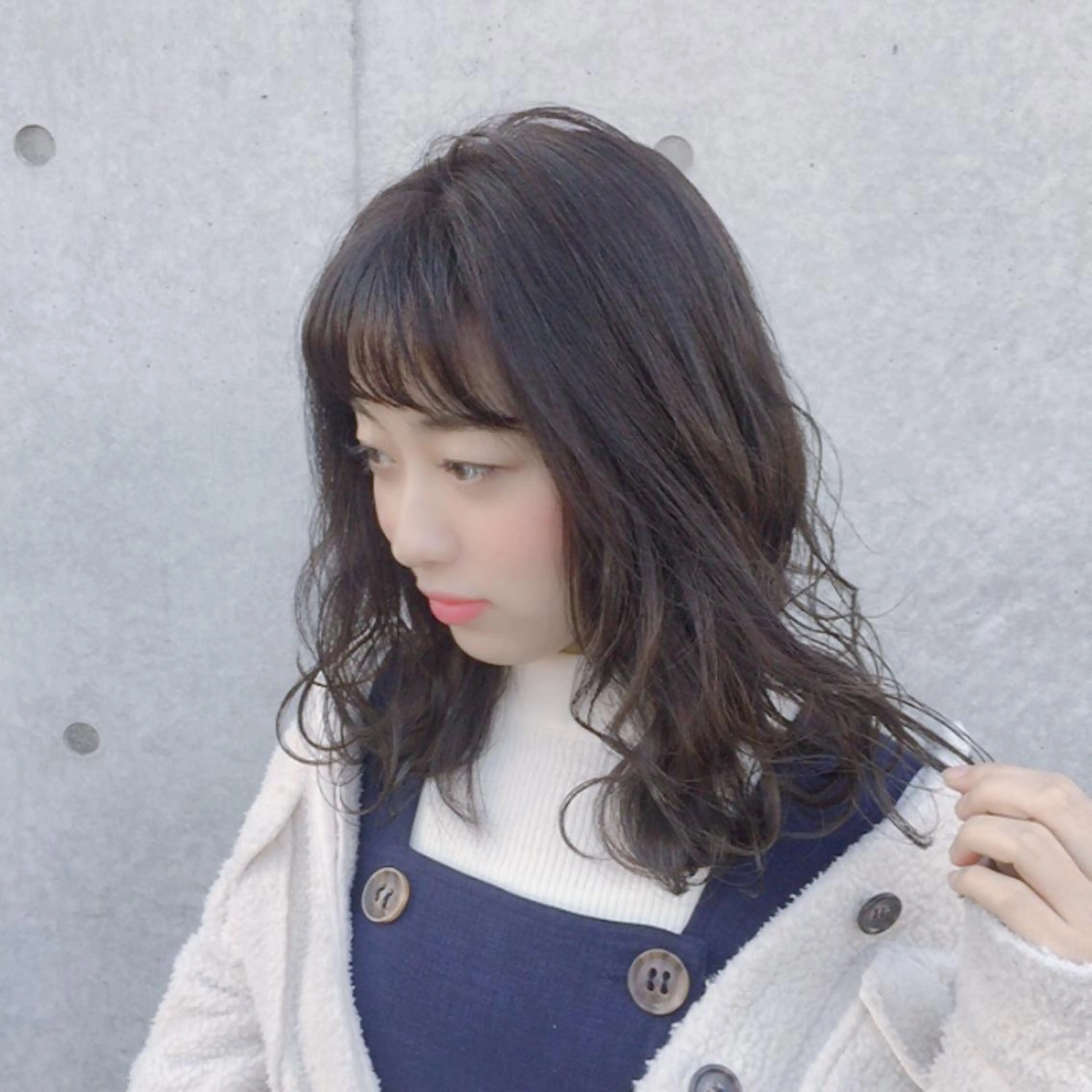 ミディアム カラー グレージュ 元重 宣博のヘアスタイル