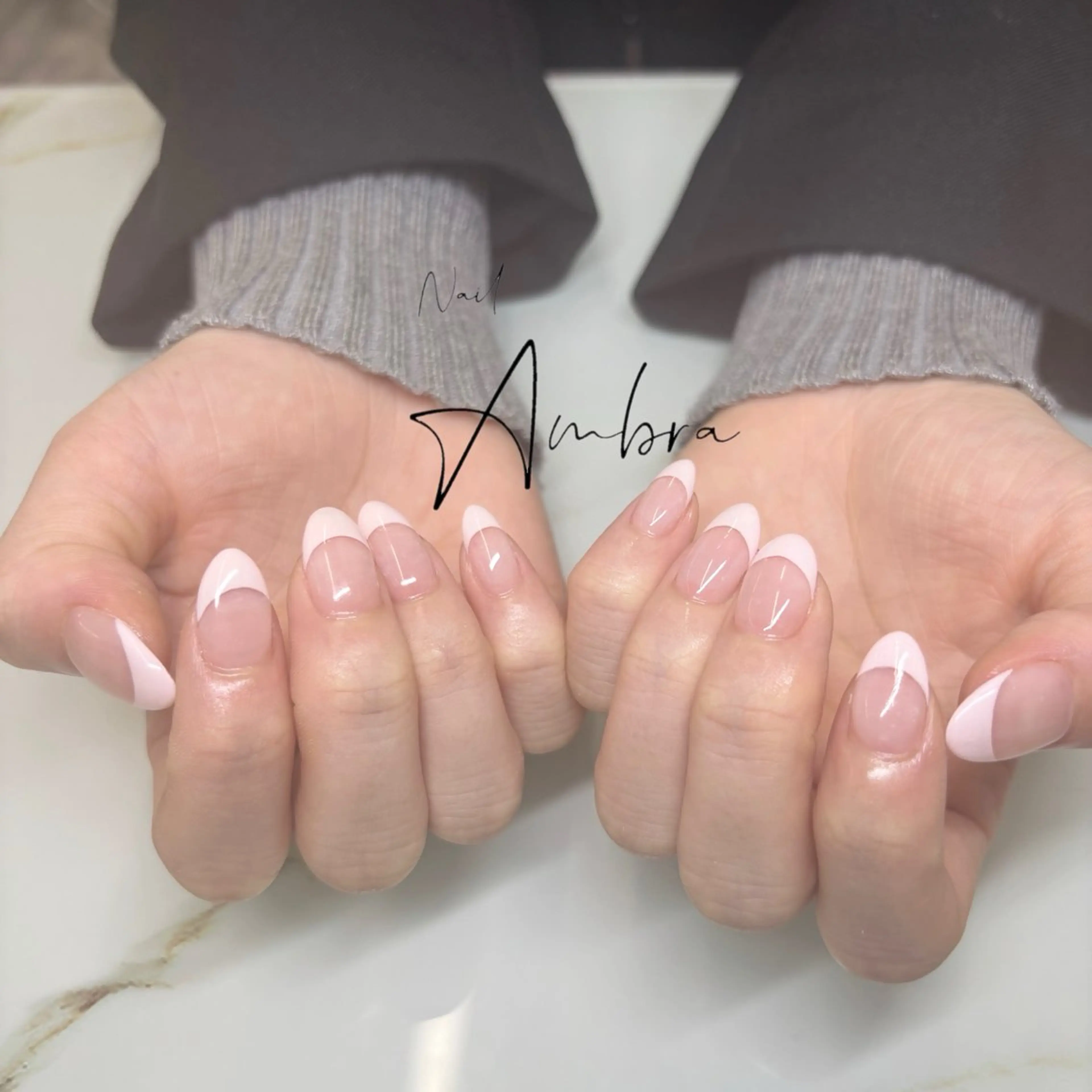 ネイル フレンチネイル パステルネイル ピンク ハンドネイル Nail Ambra 小山のネイルデザイン