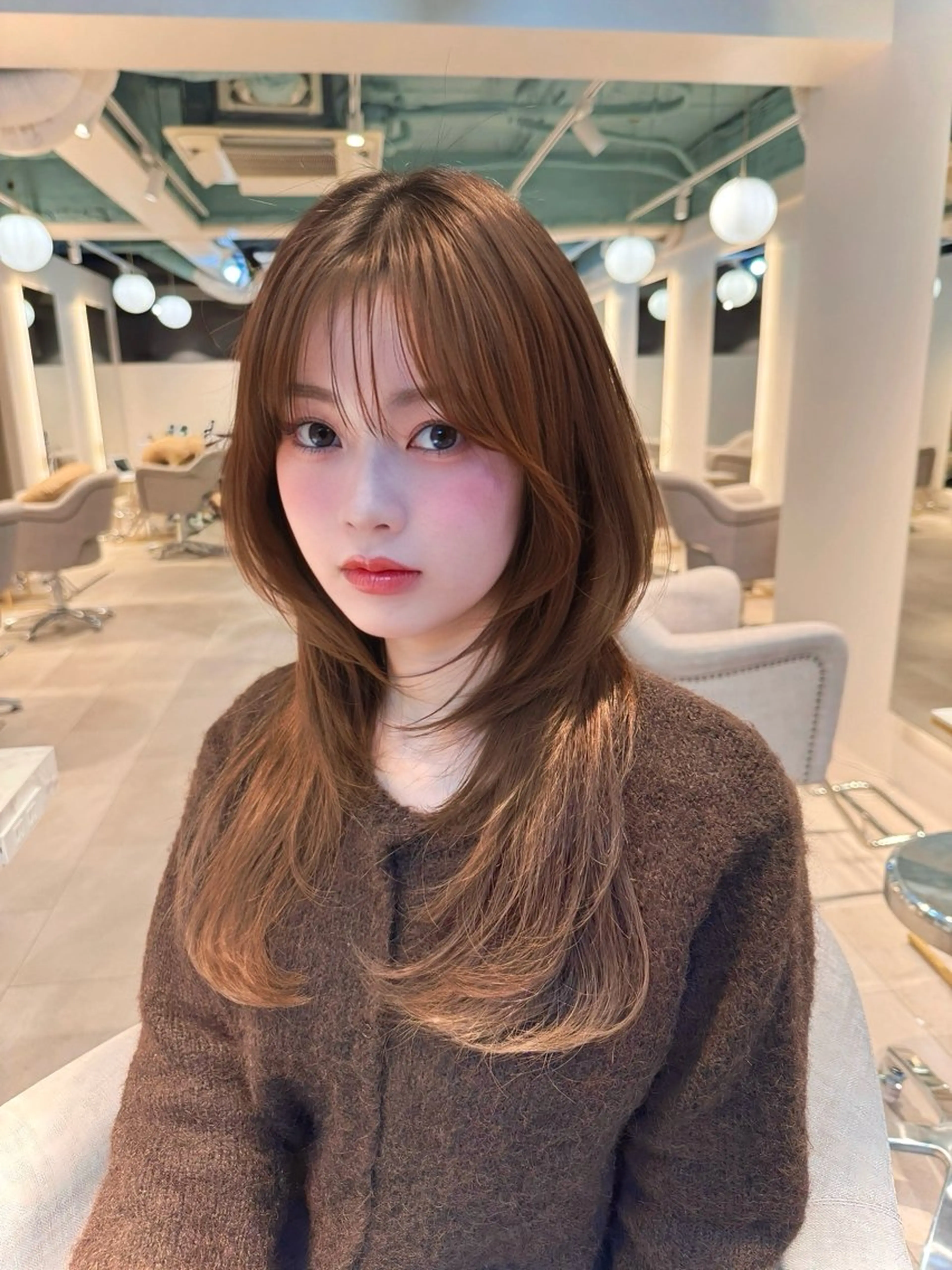 ロング カット ヘアカラー トリートメント ハイレイヤー/顔周り /レイヤーカットのヘアスタイル