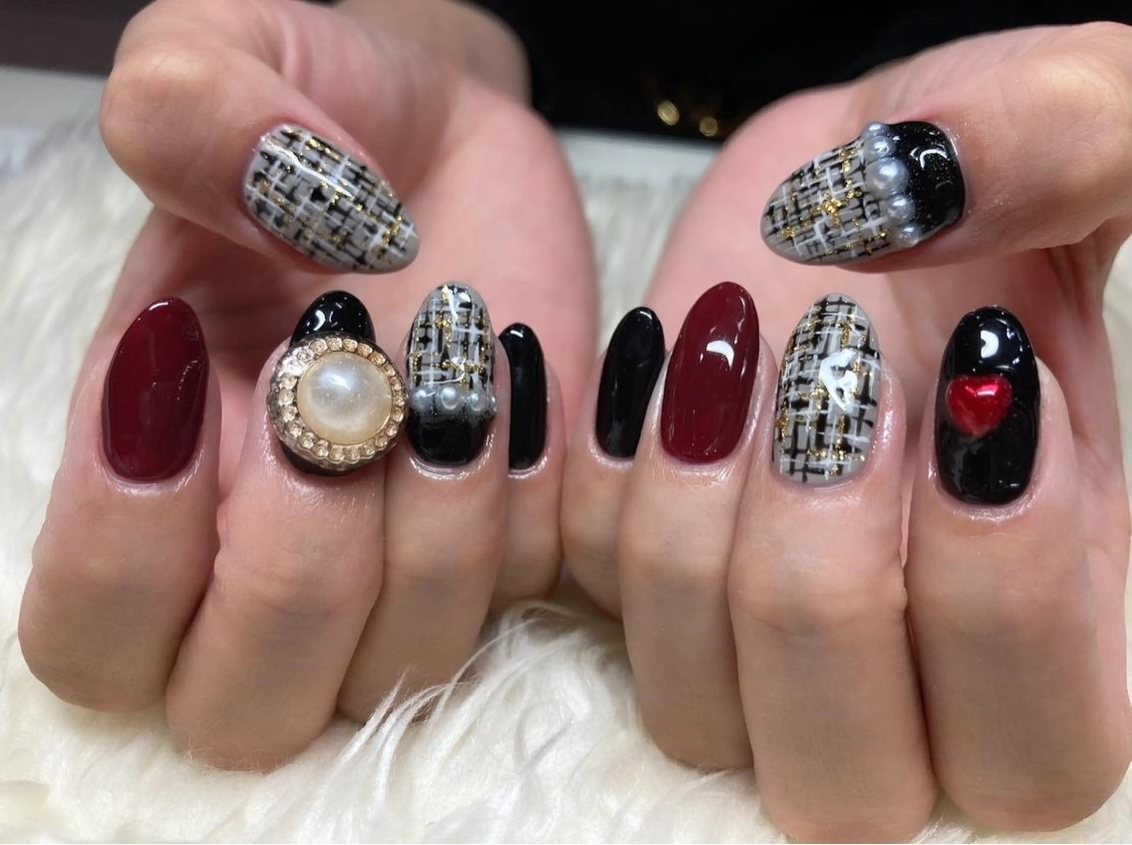 ネイル ジェルネイル パラジェル ツイードネイル 冬ネイル ハンドネイル Nail&eye Belire 新宿のネイルデザイン