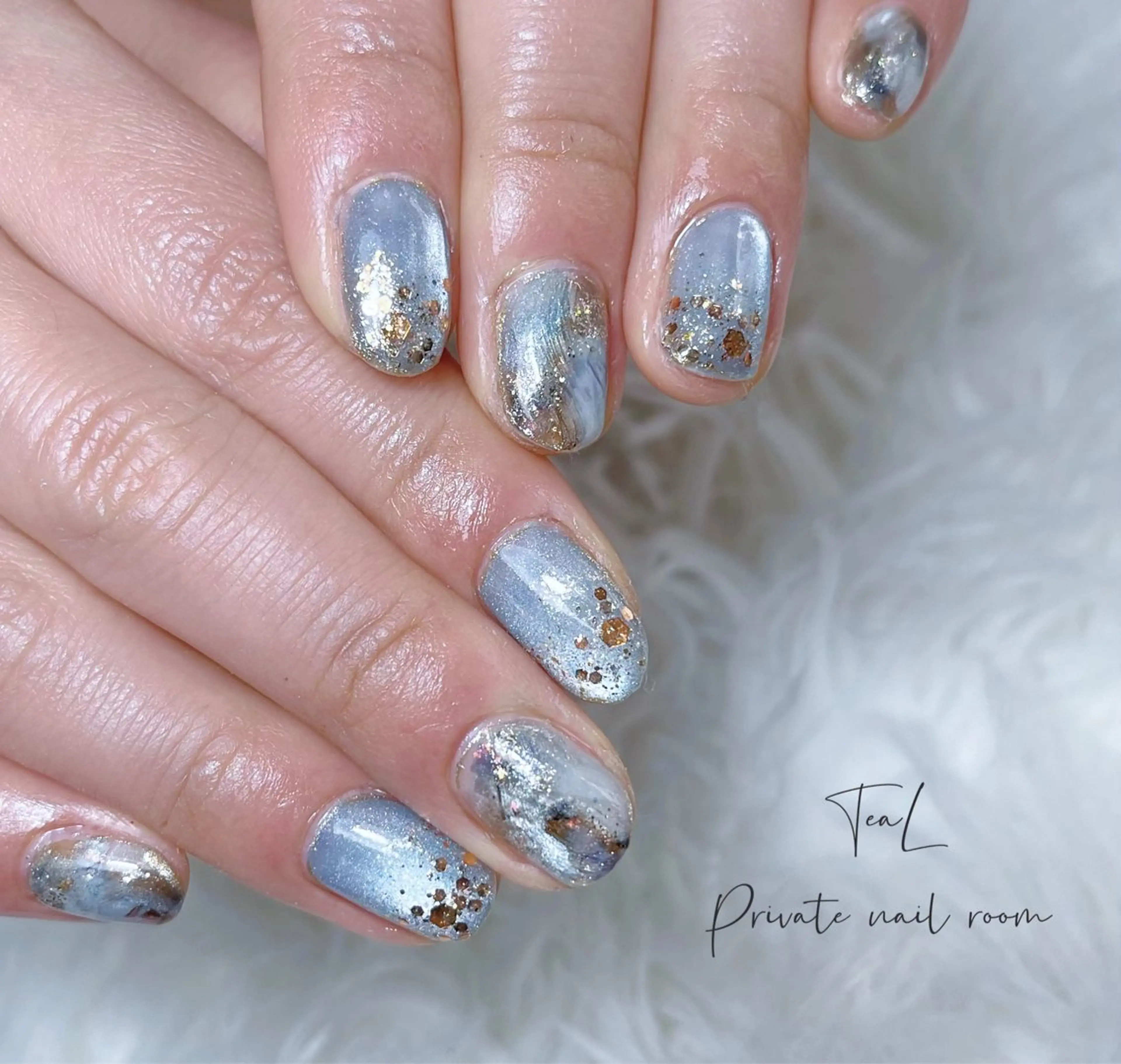 ネイル ブルー ハンドネイル TeaL nailのネイルデザイン