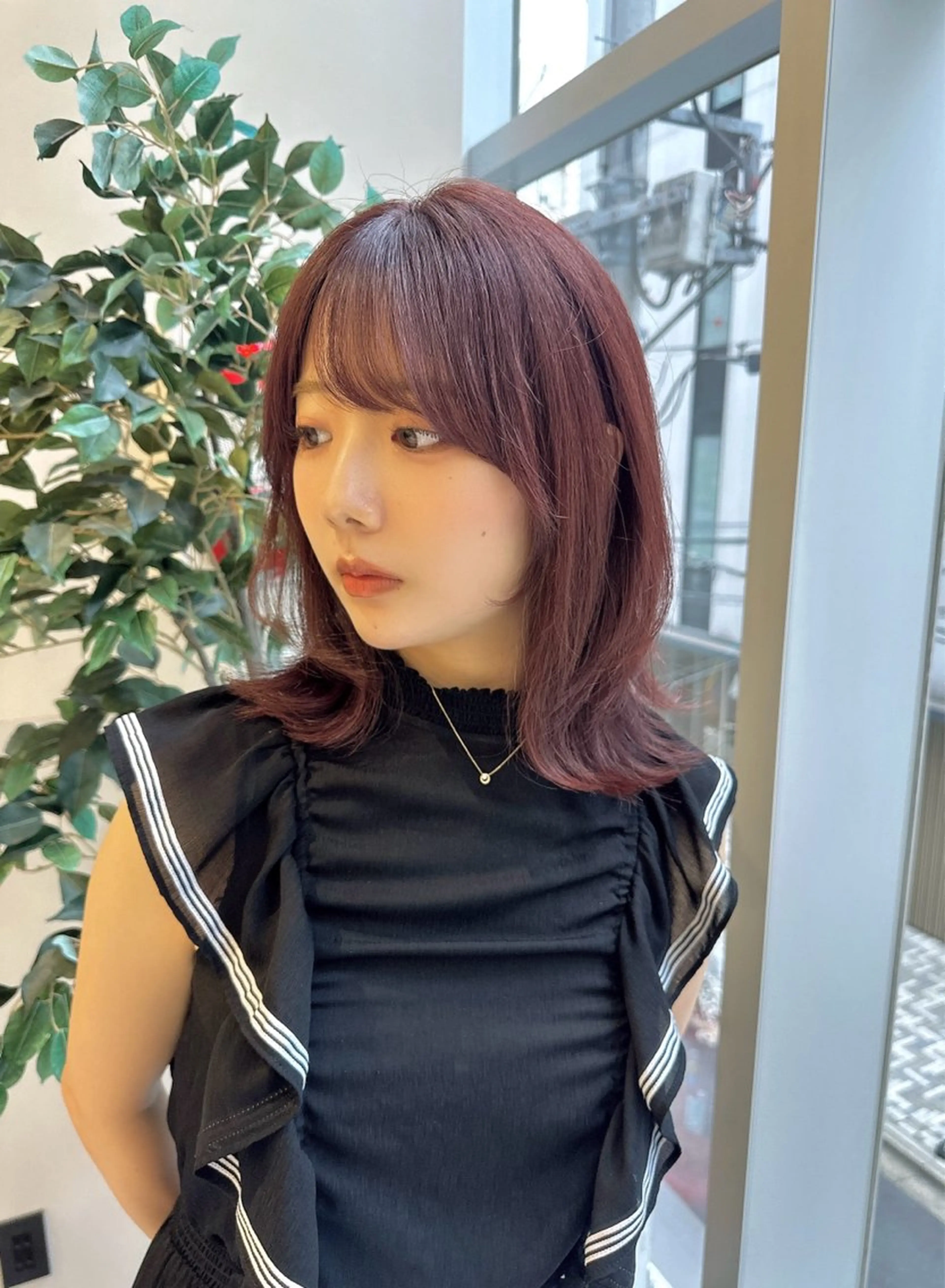 ロング カラー ブリーチ ラベンダーカラー ブリーチなしカラー ピンクカラー ピンクラベンダー カット ヘアカラー トリートメント 矢野 晃平のヘアスタイル