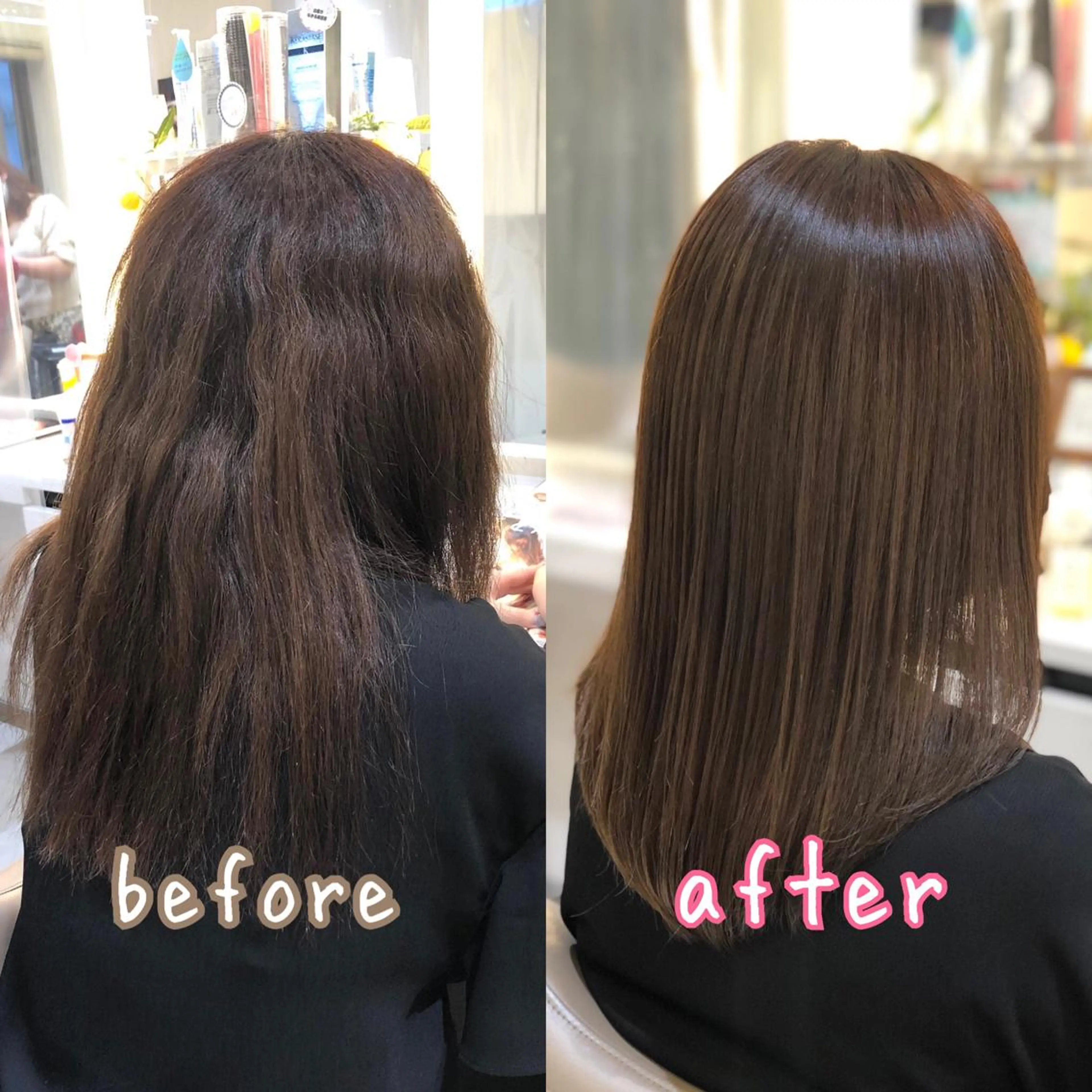 セミロング パーマ 縮毛矯正 トリートメント 安井　昴 💫ブリーチ縮毛矯正のヘアスタイル