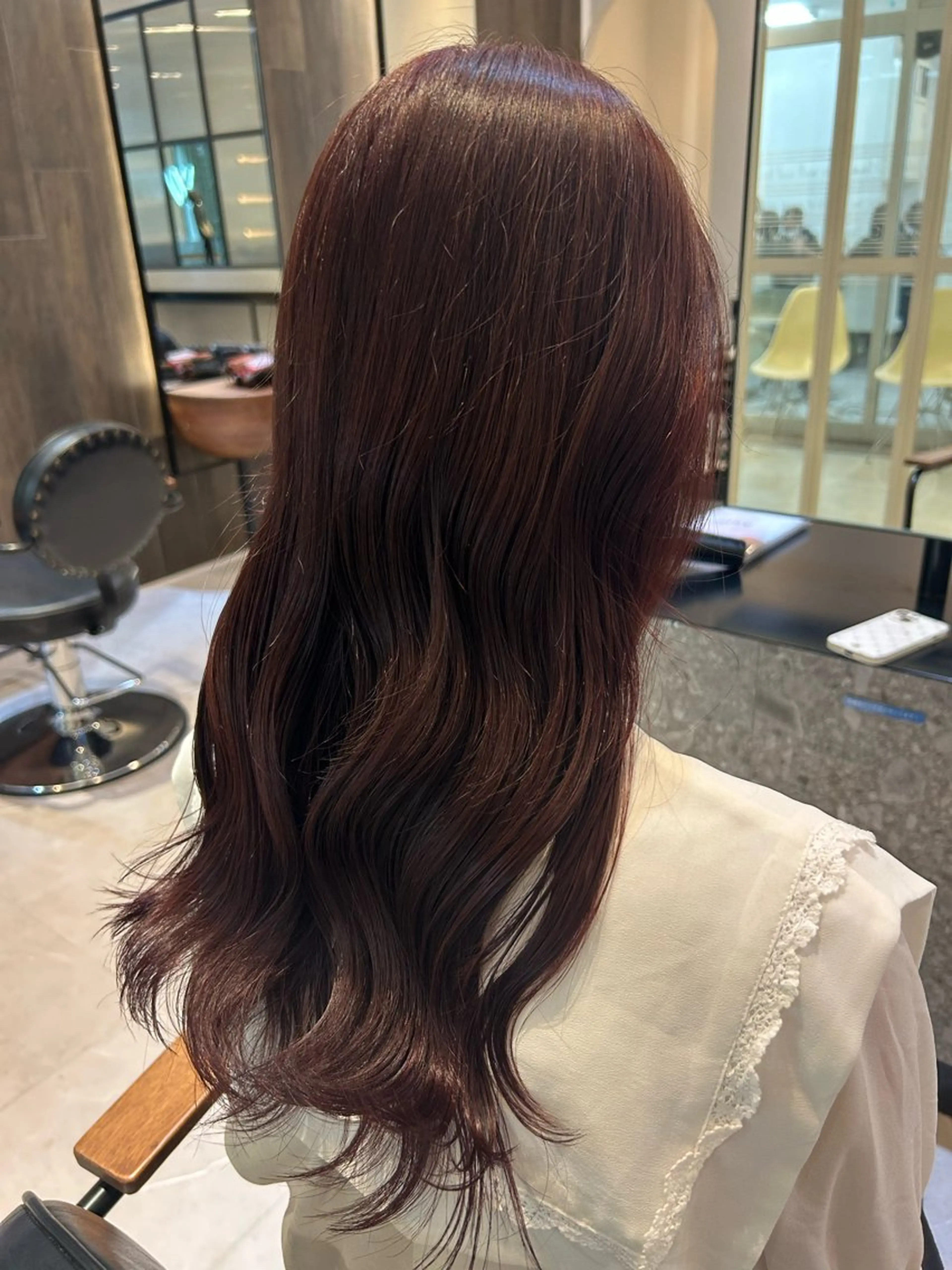 セミロング カラー レッドカラー 縮毛矯正/カット/ 韓国ヘア/蛯原🍤のヘアスタイル