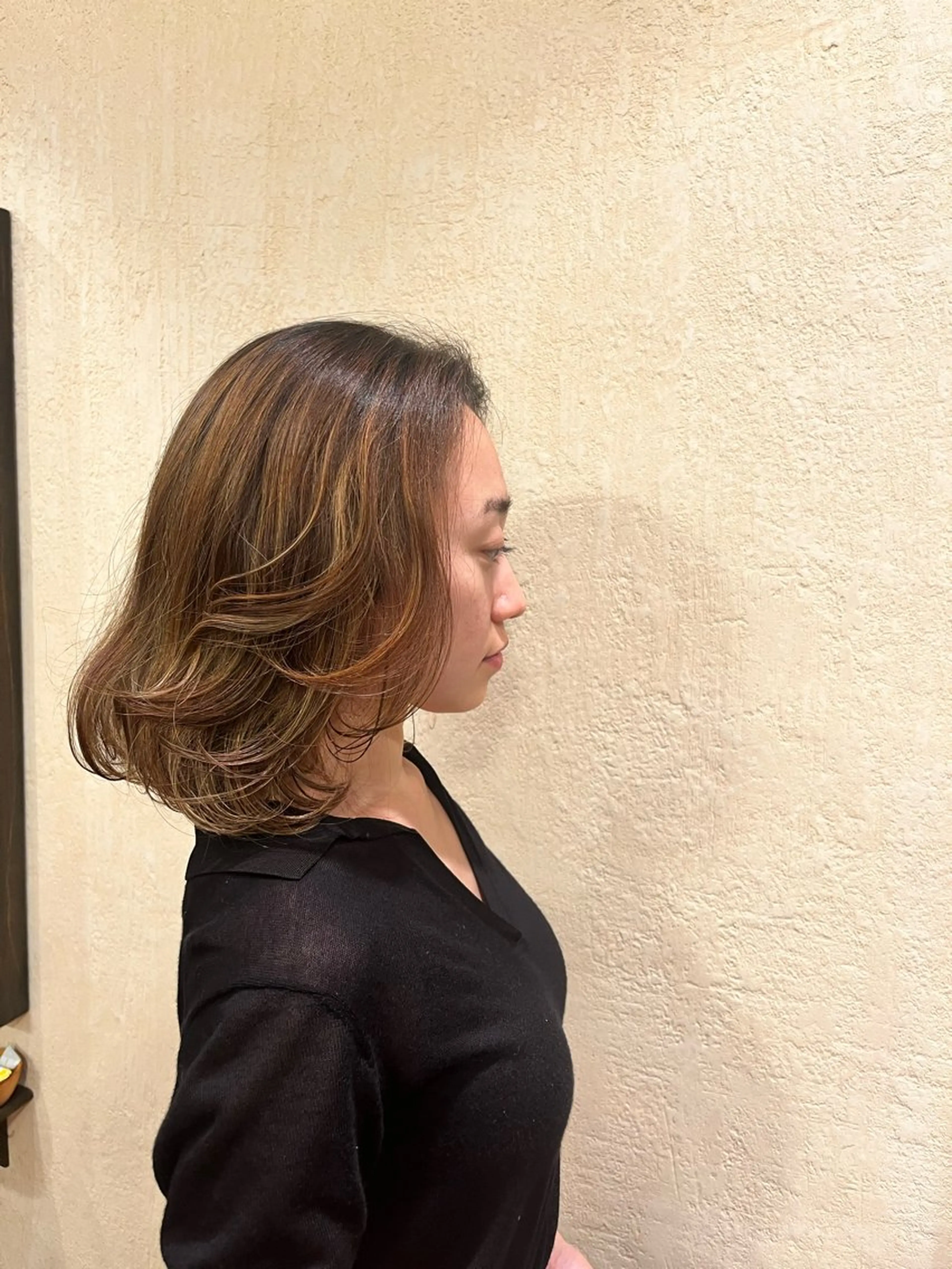 ミディアム パーマ カット トリートメント present  hair works所属・押田 野乃花のヘアスタイル